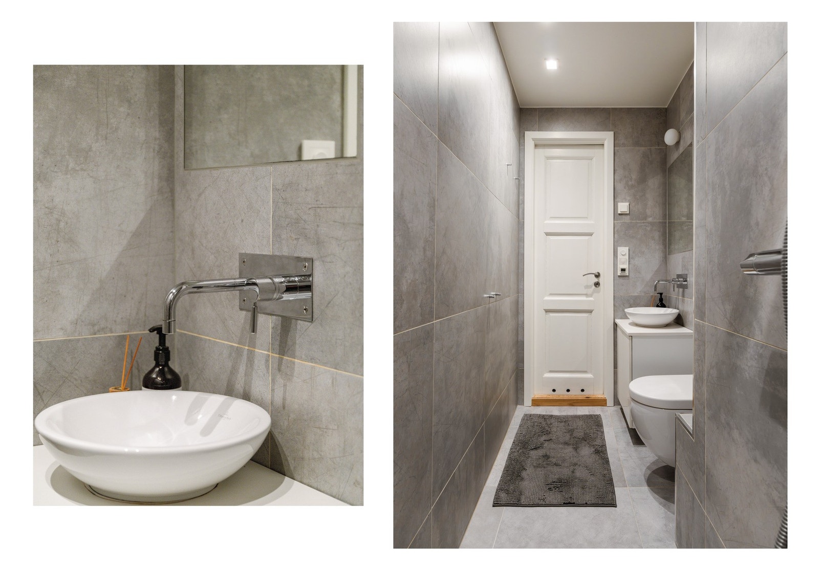 Badet ble oppgradert med lekre og praktiske detaljer slik som italienske designfliser og varmekabler bak speil for å unngå dugg. Galleribilde