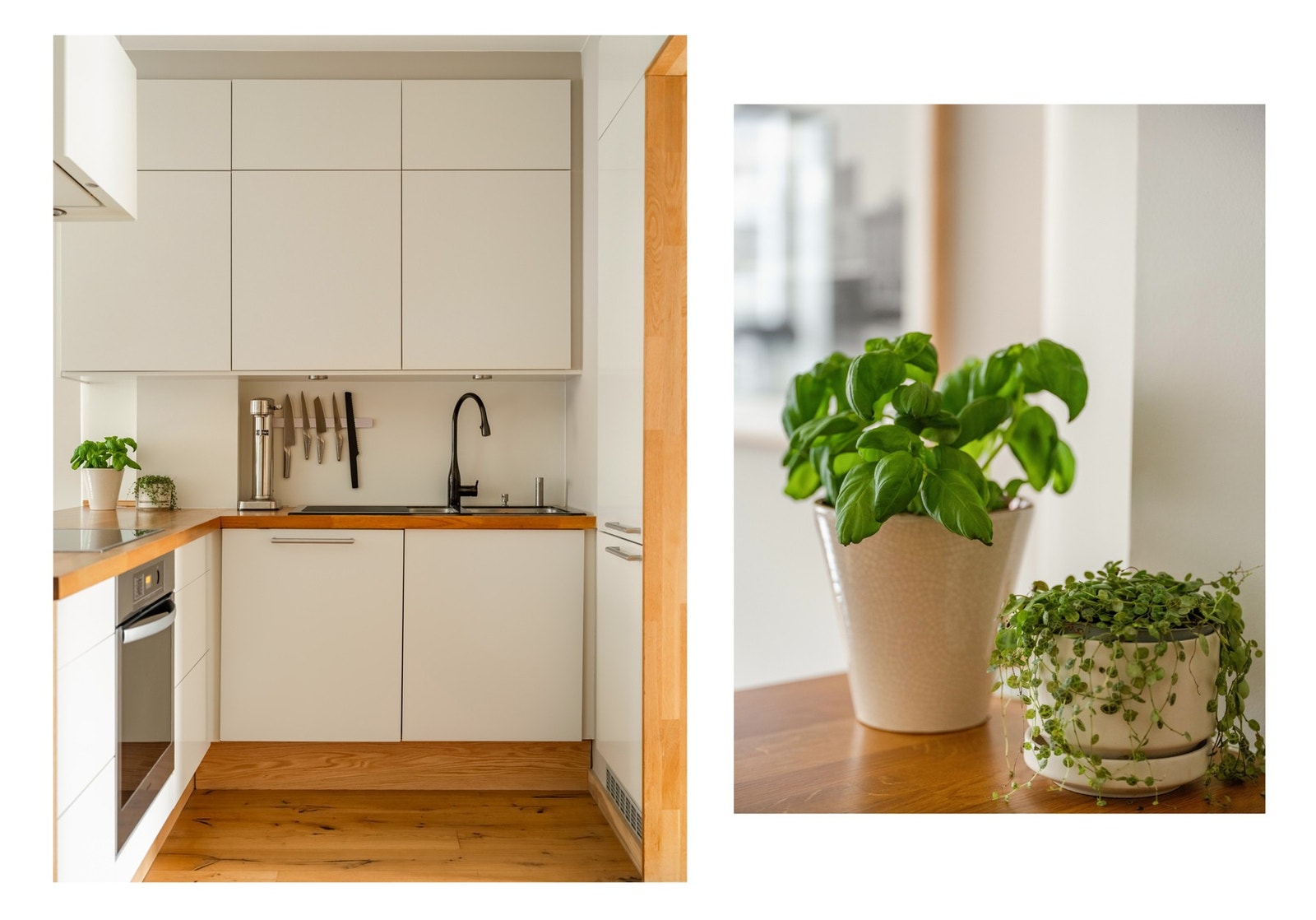 Innredningen er levert av HTH og gir fra seg et tidløst uttrykk. Den består av glatte fronter, heltre benkeplater og integrerte hvitevarer fra Miele. Galleribilde
