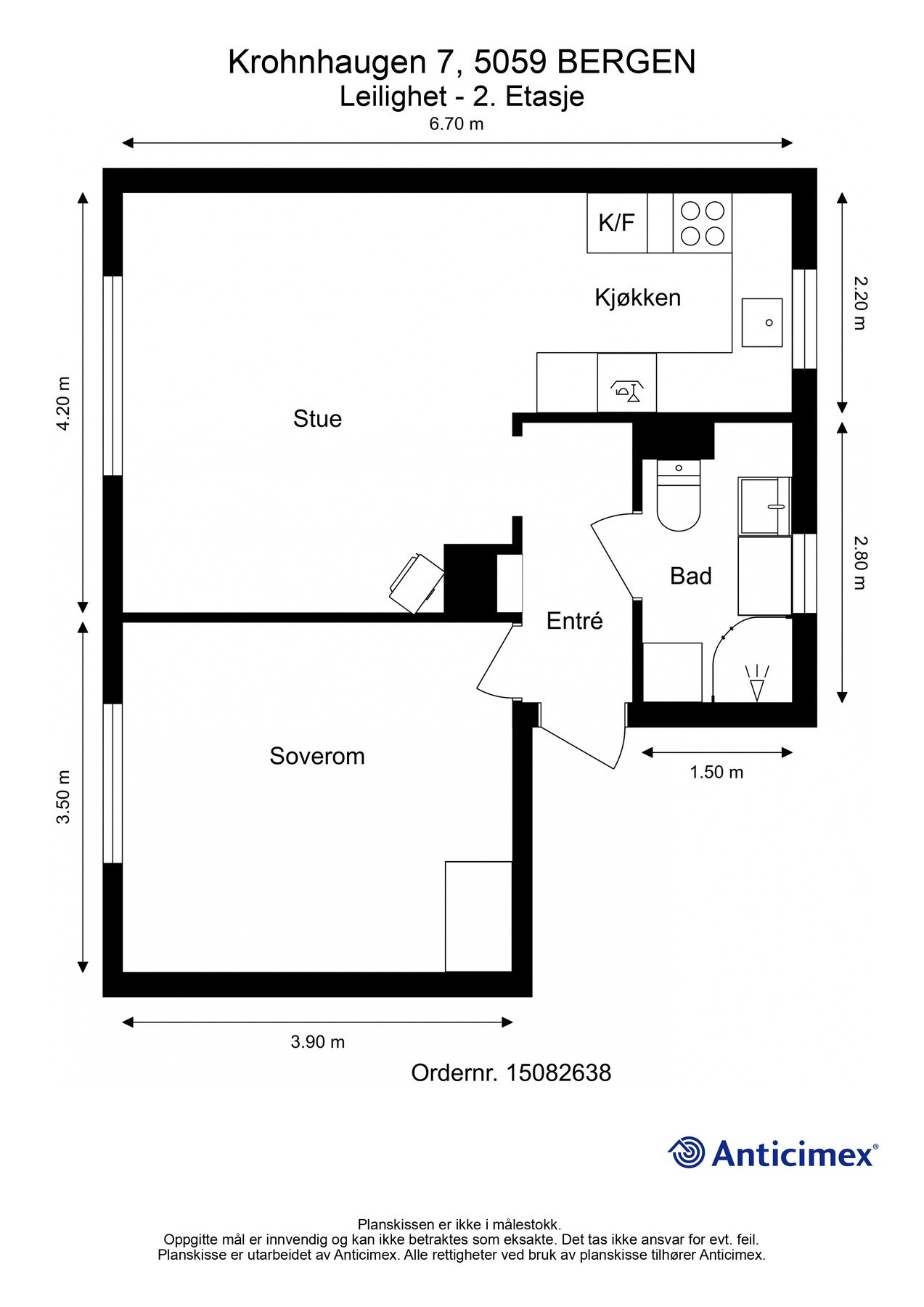 Målsatt planskisse (det tas forbehold om feil/avvik). Galleribilde