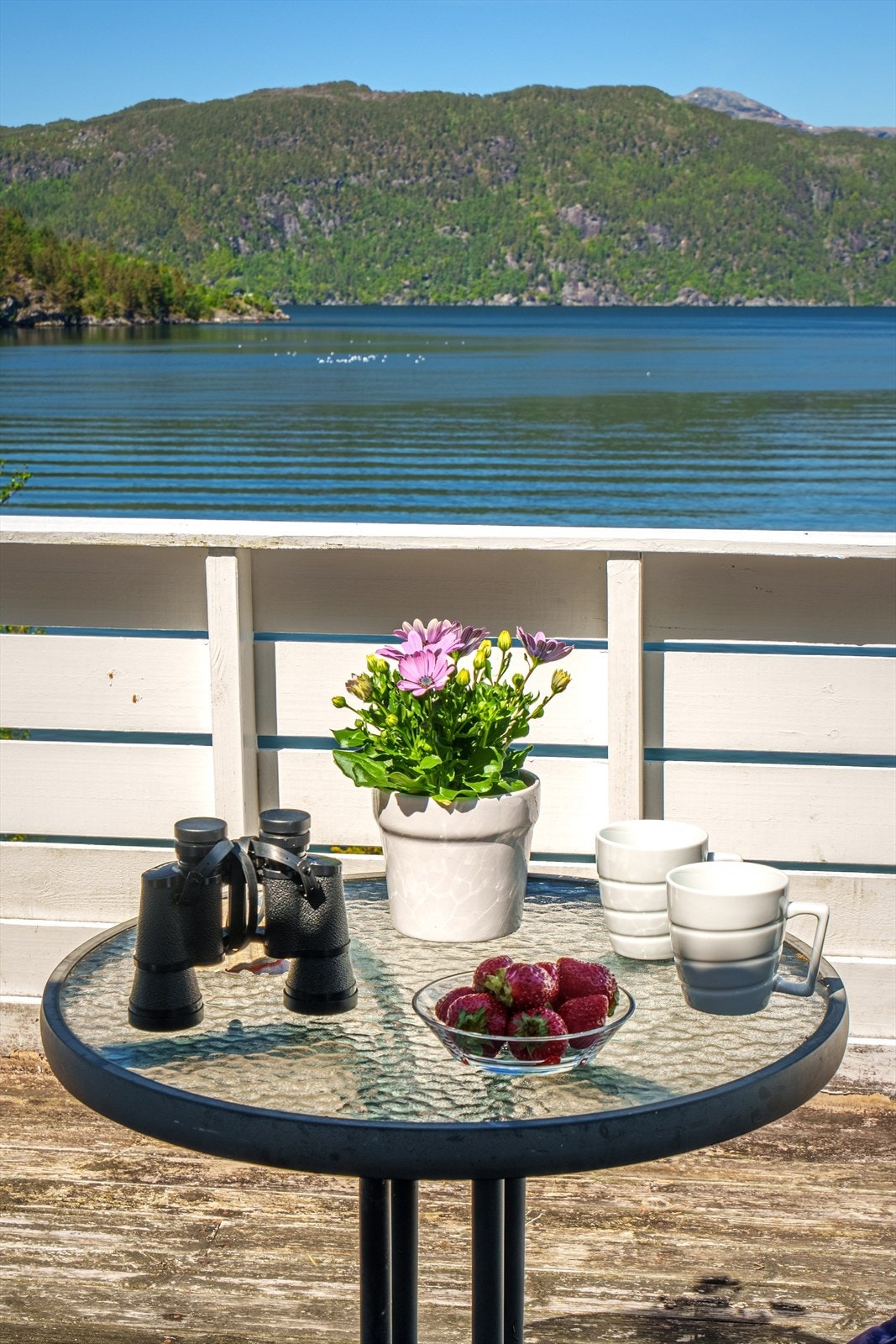 Her kan man nyte morgenkaffen med en fantastisk utsikt. Galleribilde