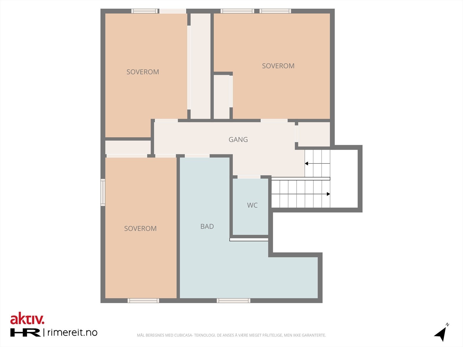 Plantegning øvre plan (soveromsavdeling). Galleribilde