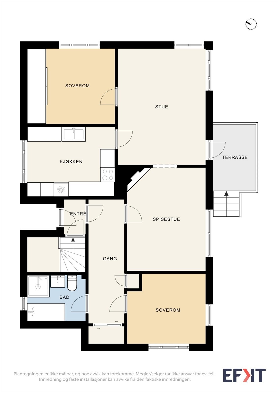 Plantegning 1. etasje. BRA-i 91 m² Galleribilde