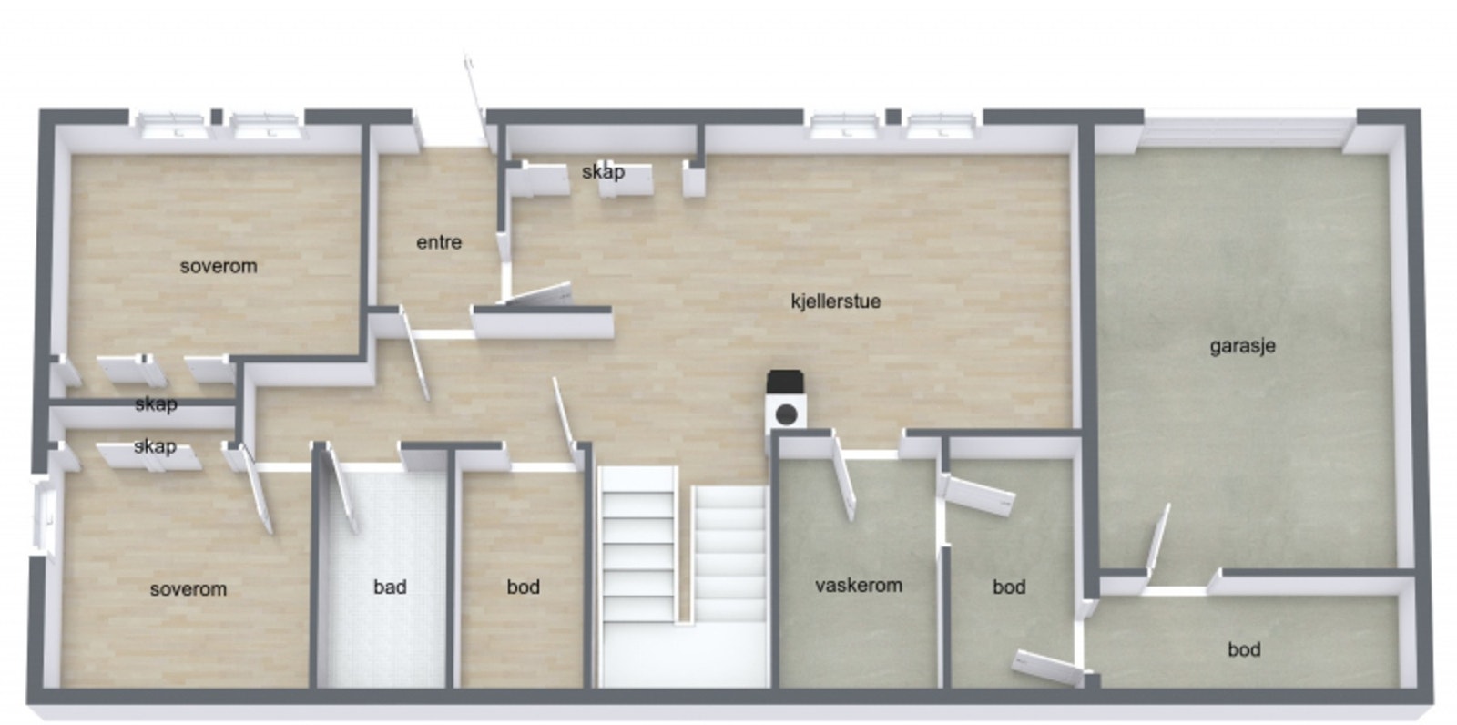 Planskisse sokkeletasje. Galleribilde