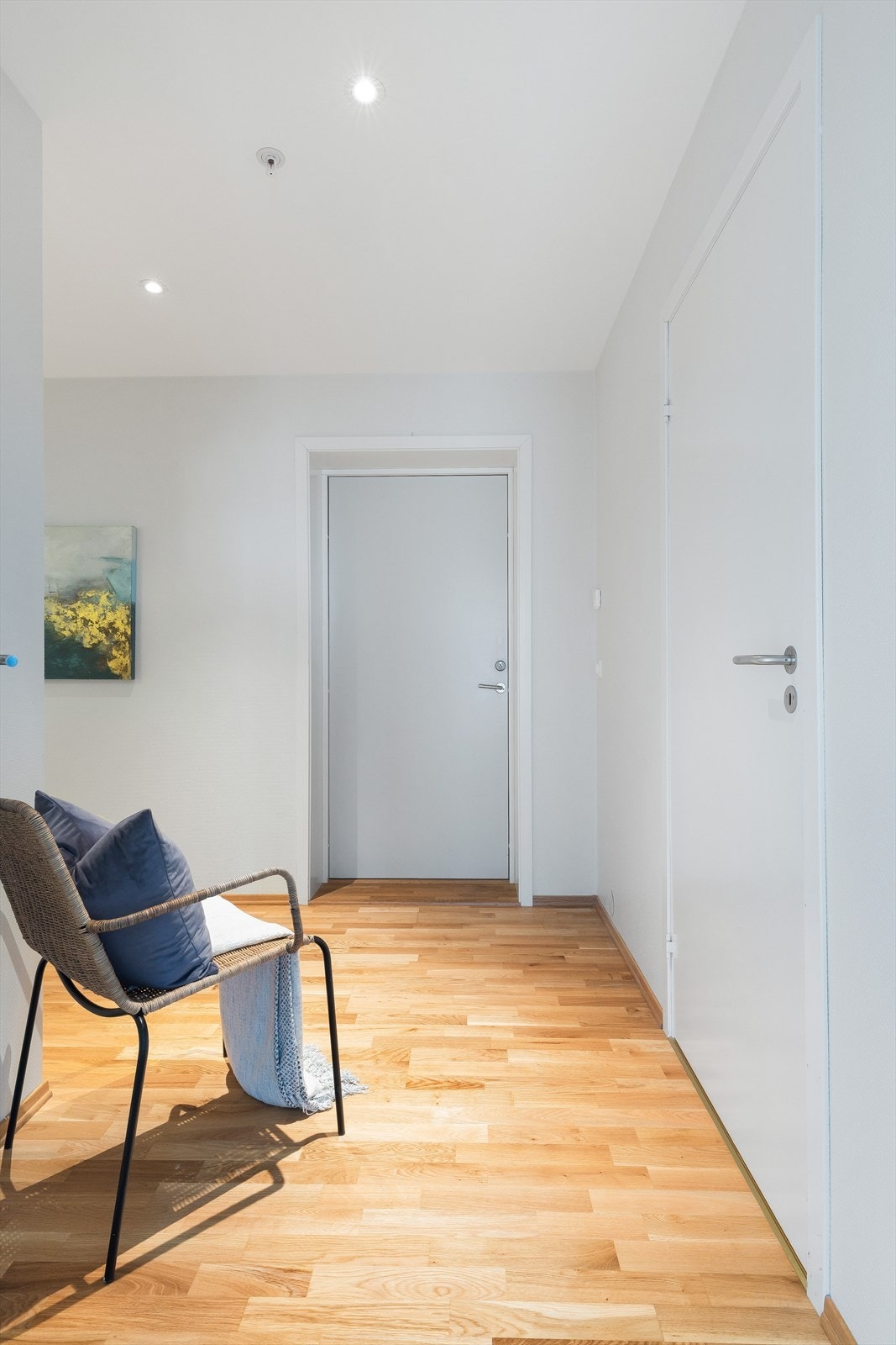 Fra felles trapperom med heis kommer du inn i en lys entré. Galleribilde
