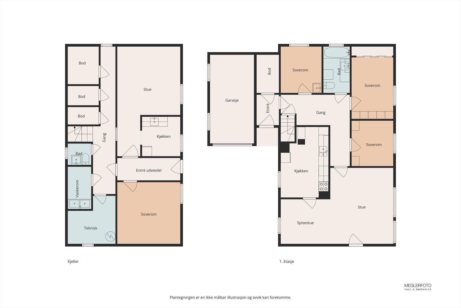 Plantegning hovedplan og underetasje. Galleribilde