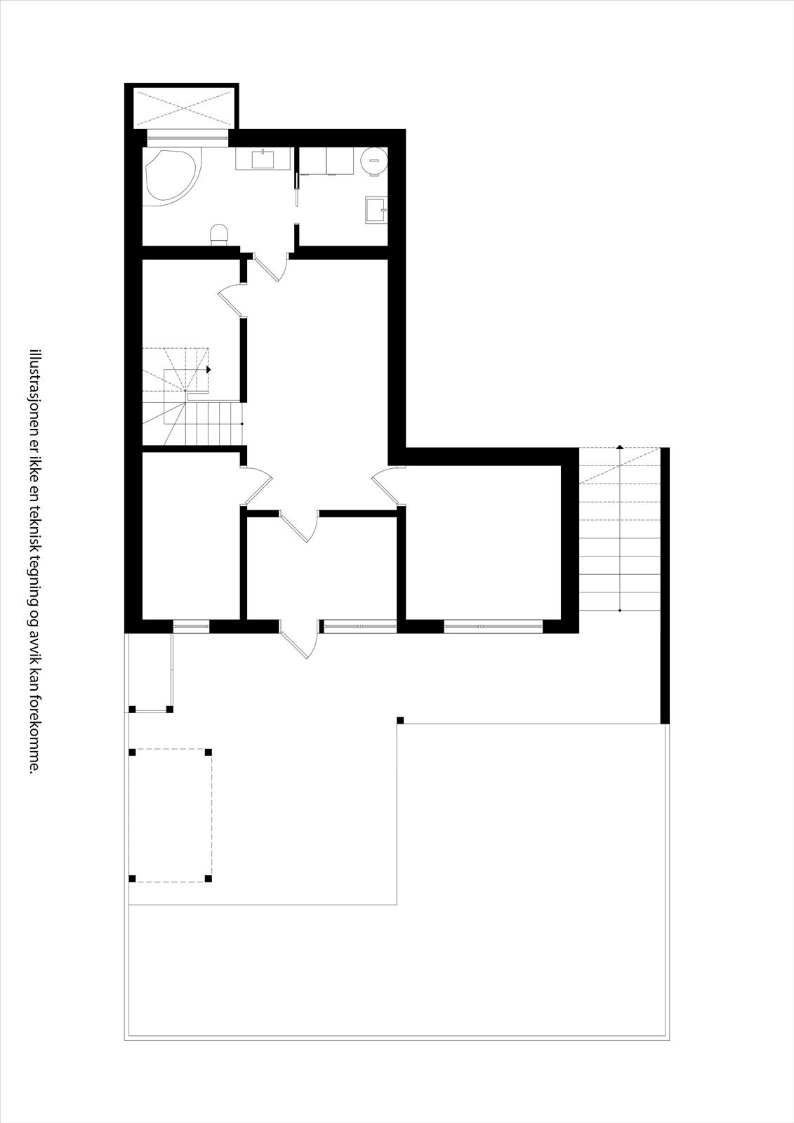 Underetasjen har en praktisk planløsning med 3 soverom, kjellerstue, bad, vaskerom og bod. Galleribilde