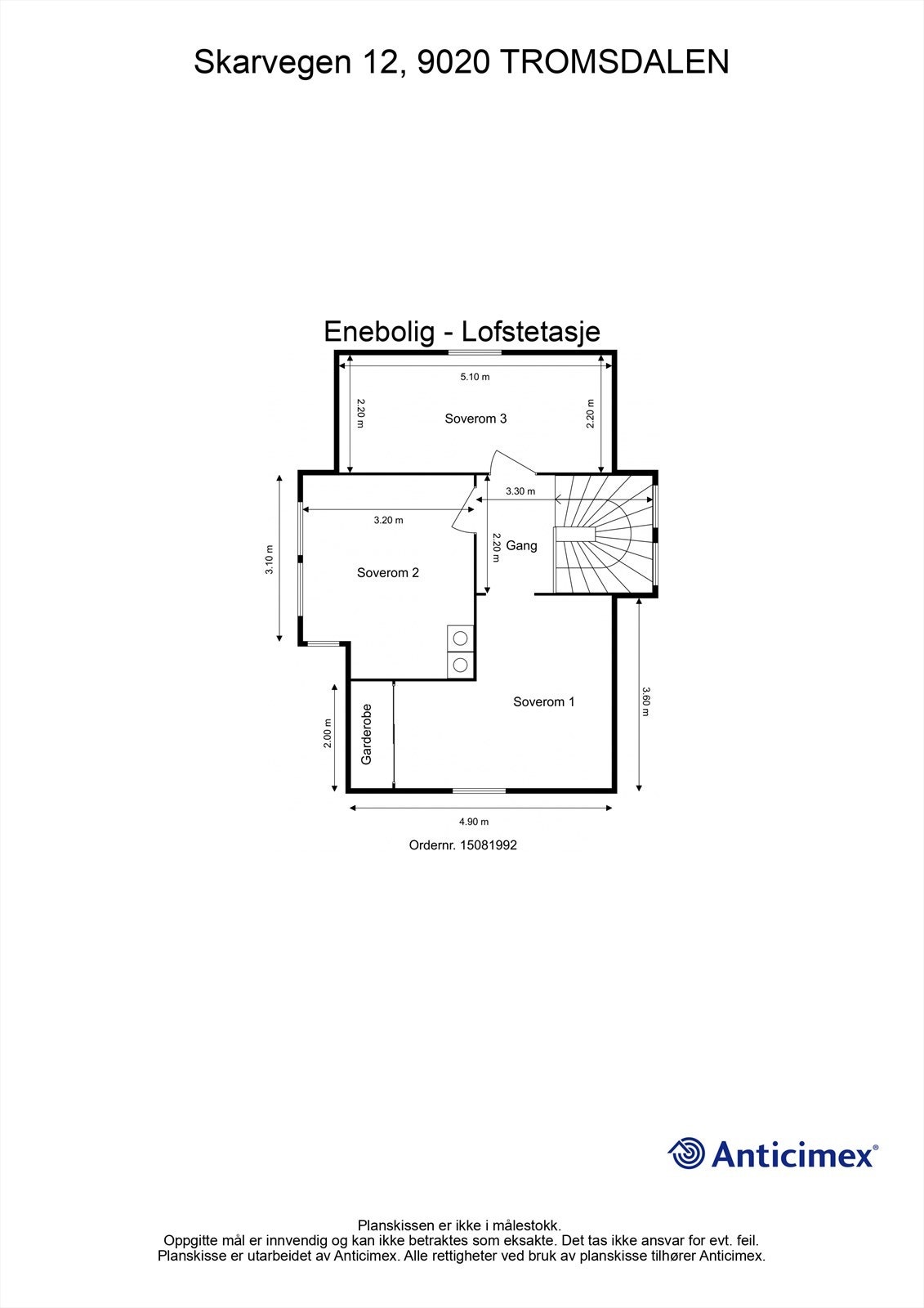Plantegning loftsetasje Galleribilde