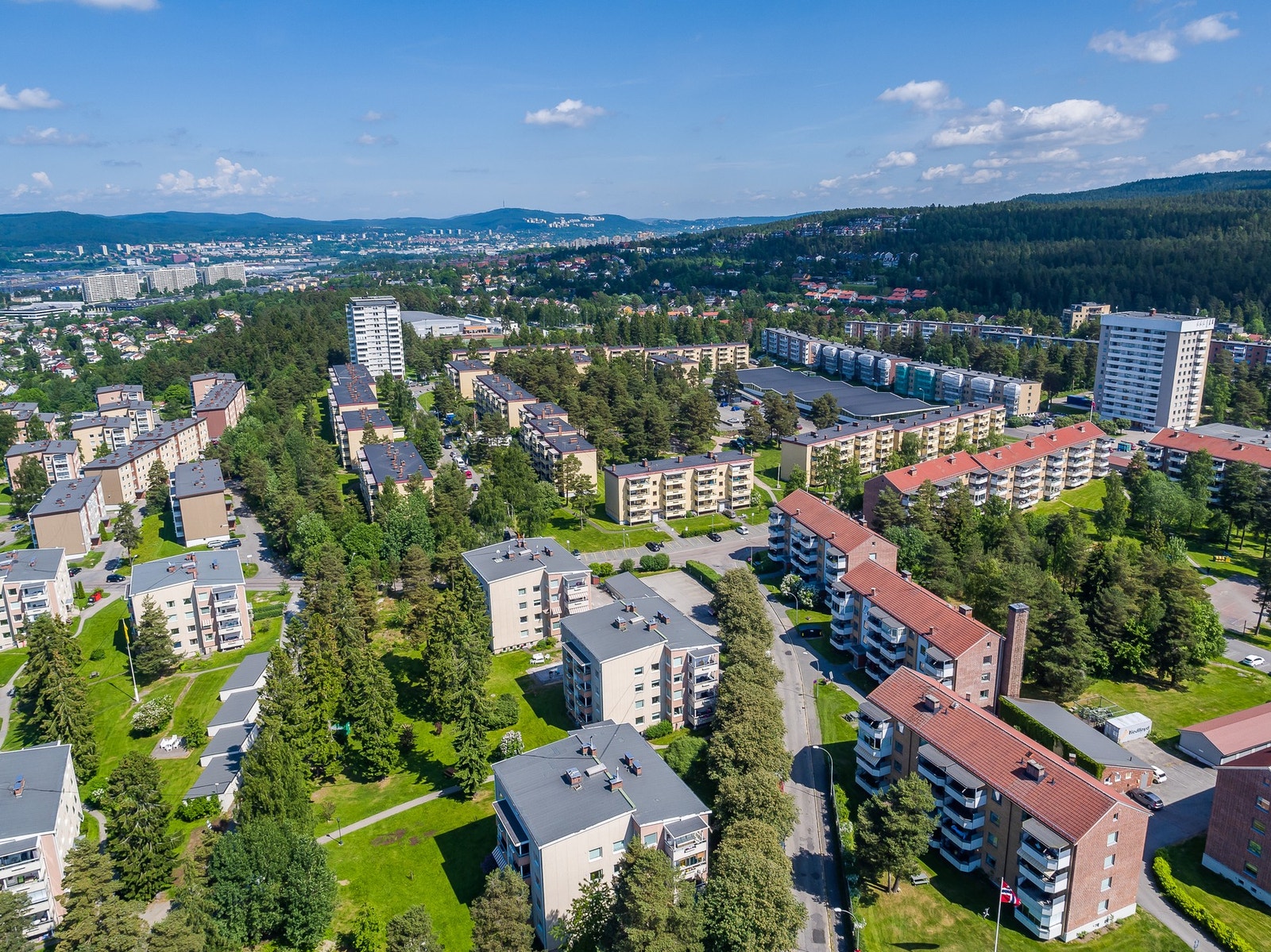 Dronebilde av nabolaget Galleribilde