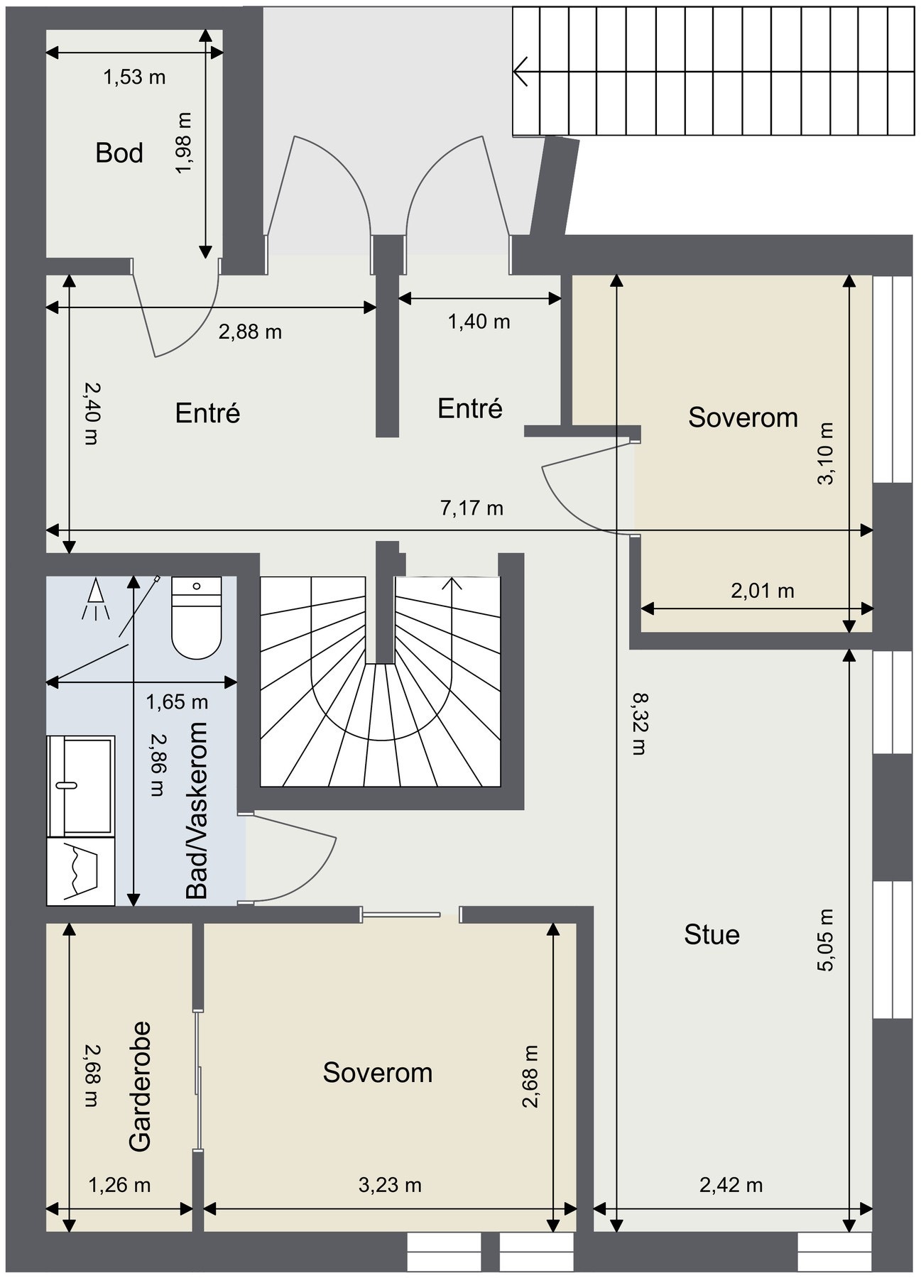 Plantegning 1. etasje Galleribilde