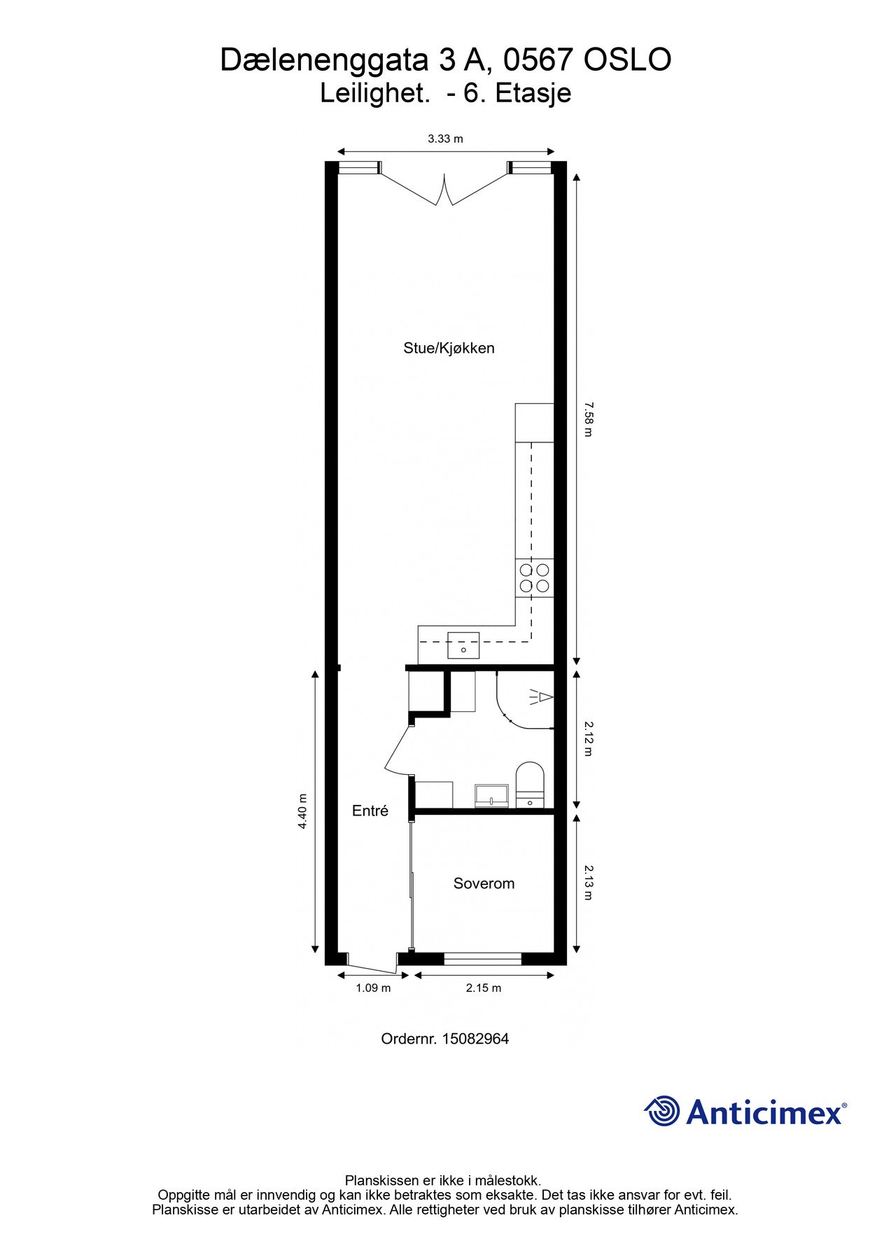 Plantegning m/mål Galleribilde