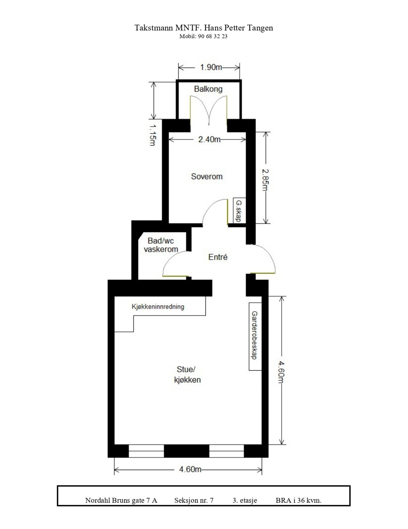 Nordahl Bruns gate 7A - Plantegning Galleribilde
