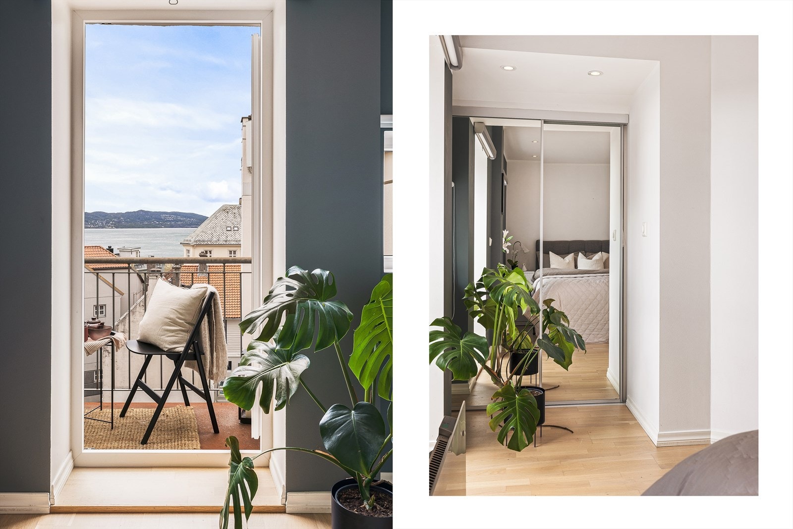 Rommet er videre utstyrt med en innebygget garderobe med speilskyvedører. Galleribilde
