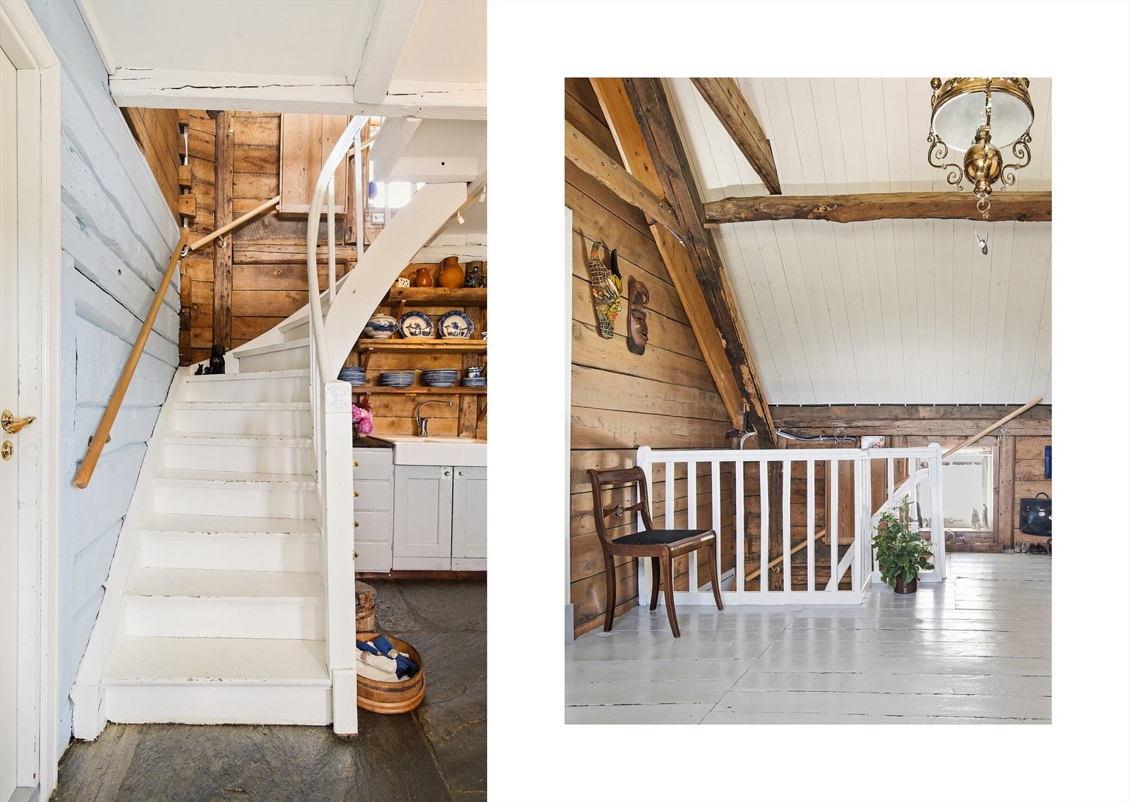 Den innvendige tretrappen har et tradisjonelt uttrykk og binder etasjene sammen på en naturlig måte. Galleribilde