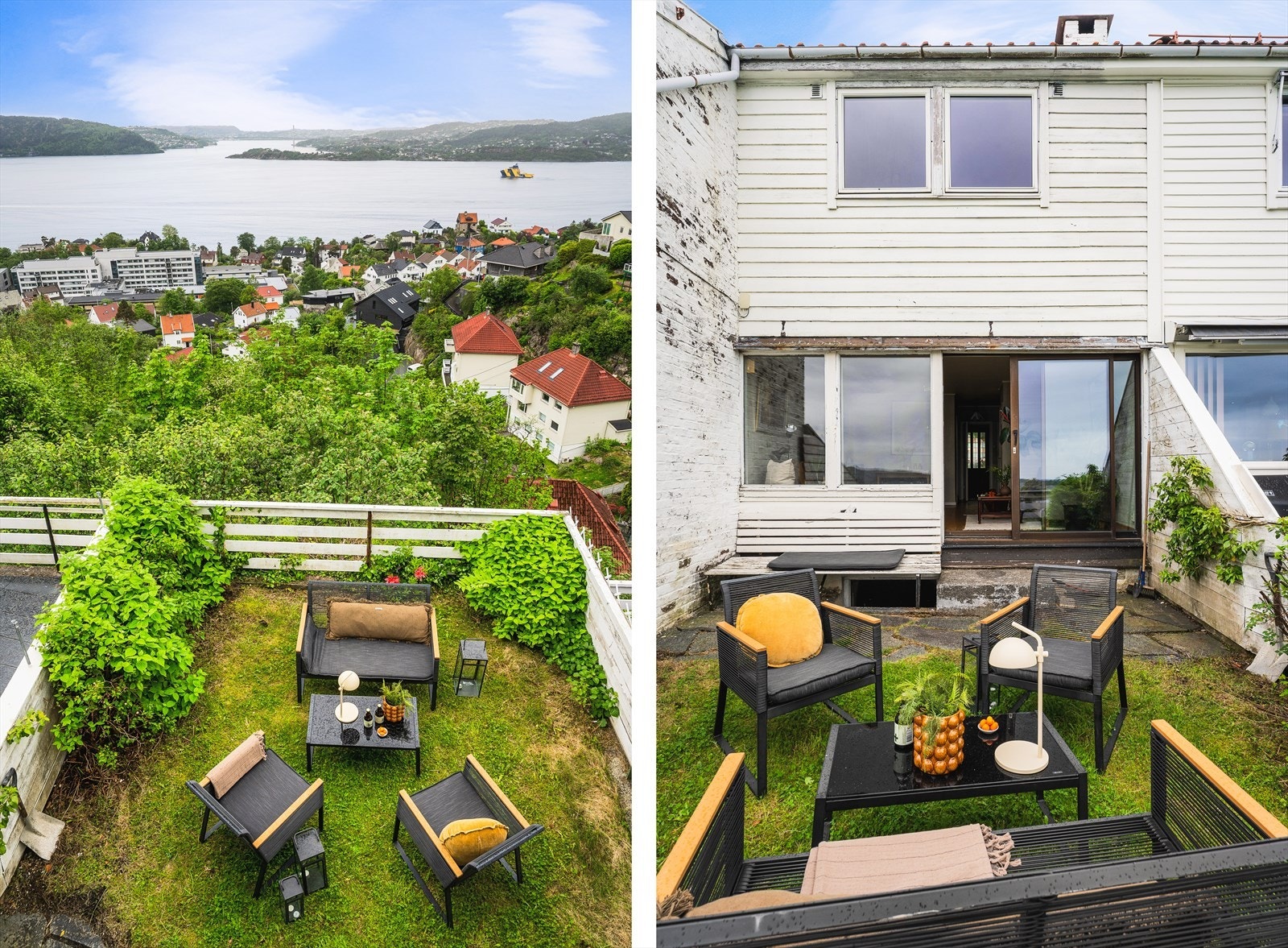 Her kan man nyte gode solforhold og flott sjøutsikt. Det er god plass til utemøbler og grill. Galleribilde