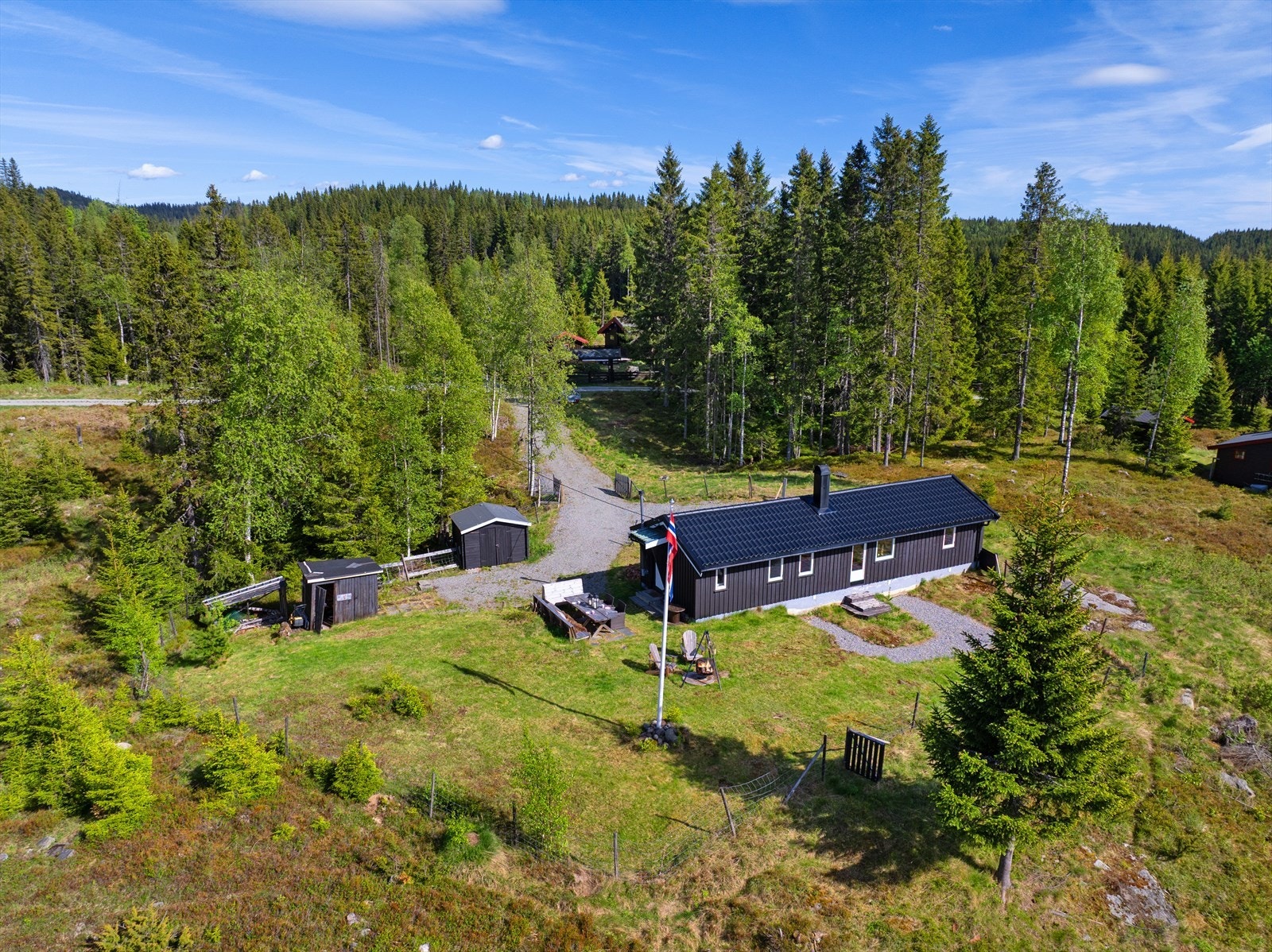 Sjarmerende og tradisjonell fritidsbolig på Hurdal med naturtomt på 2 800 m². Galleribilde