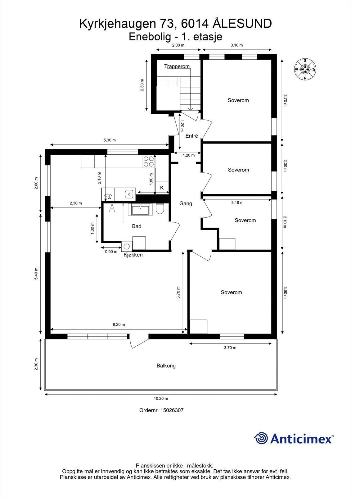 Målsatt plantegning 1. etasje Galleribilde