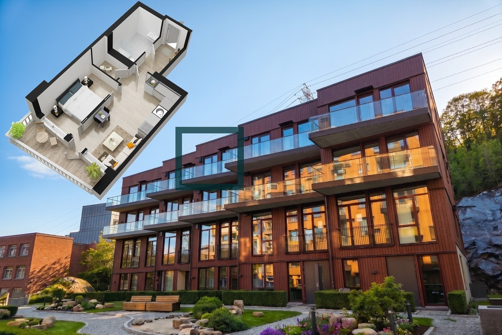 Bilder er kun til illustrasjon og er laget digitalt/med KI. Avvik vil forekomme. Last ned salgsoppgave i pdf for nærmere info. Omtrentlig avmerking. Galleribilde