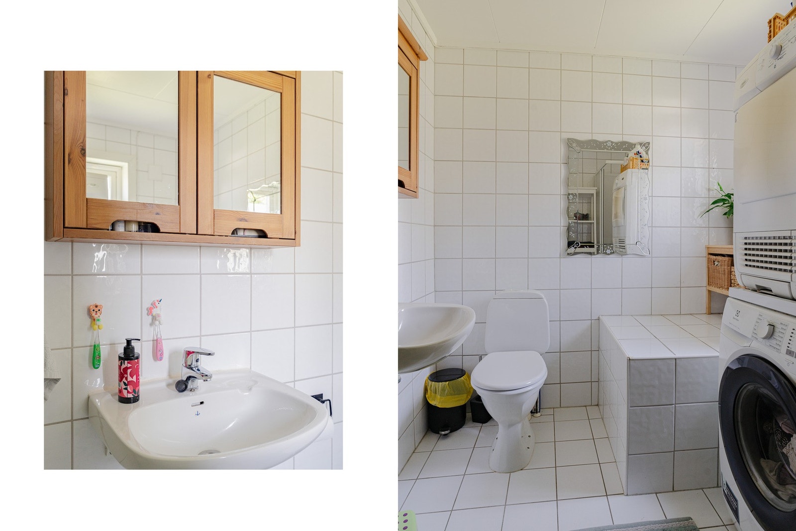 Bad med plass og opplegg for vaskemaskin. Galleribilde