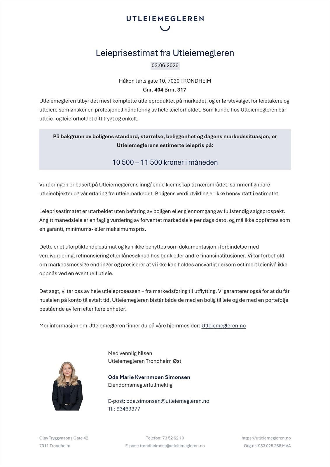 Leieprisestimat Galleribilde