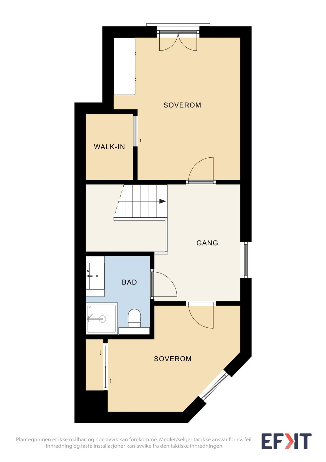 Boligens øverste plan er en privat sone med to soverom, et walk-in-closet og et bad. Galleribilde