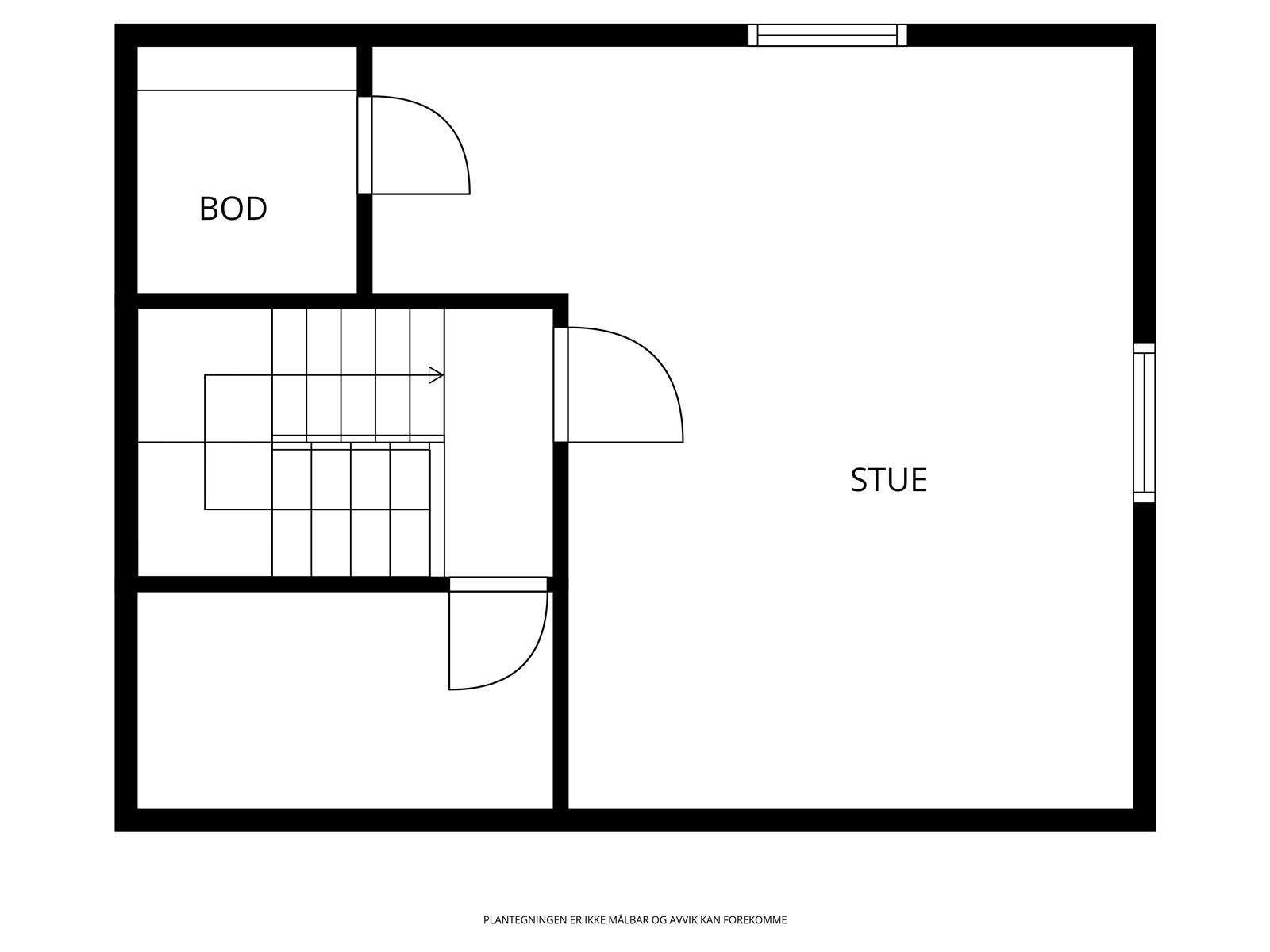 Plantegning loftsetasje (loftsetasjen er ikke byggesøkt i kommunen og rom på loft er ikke godkjent til varig opphold) Galleribilde