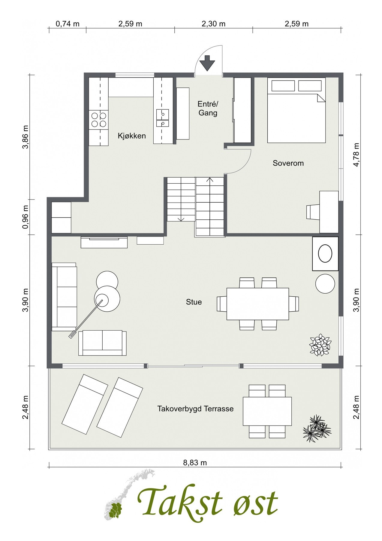 2-D plantegning over 3. og 4. plan. Galleribilde