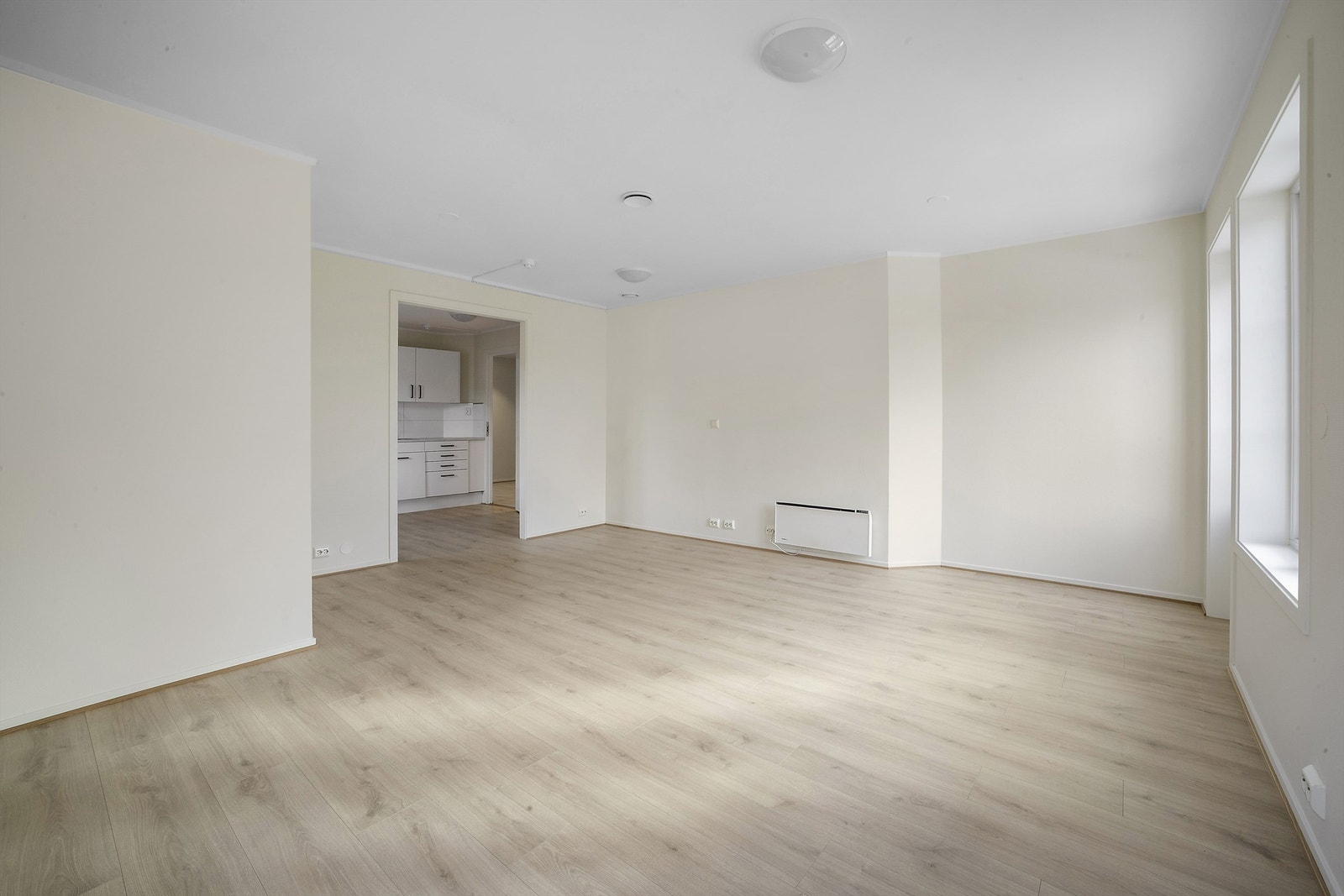 Stuen har god plass til både sofagruppe og spisebord. Galleribilde