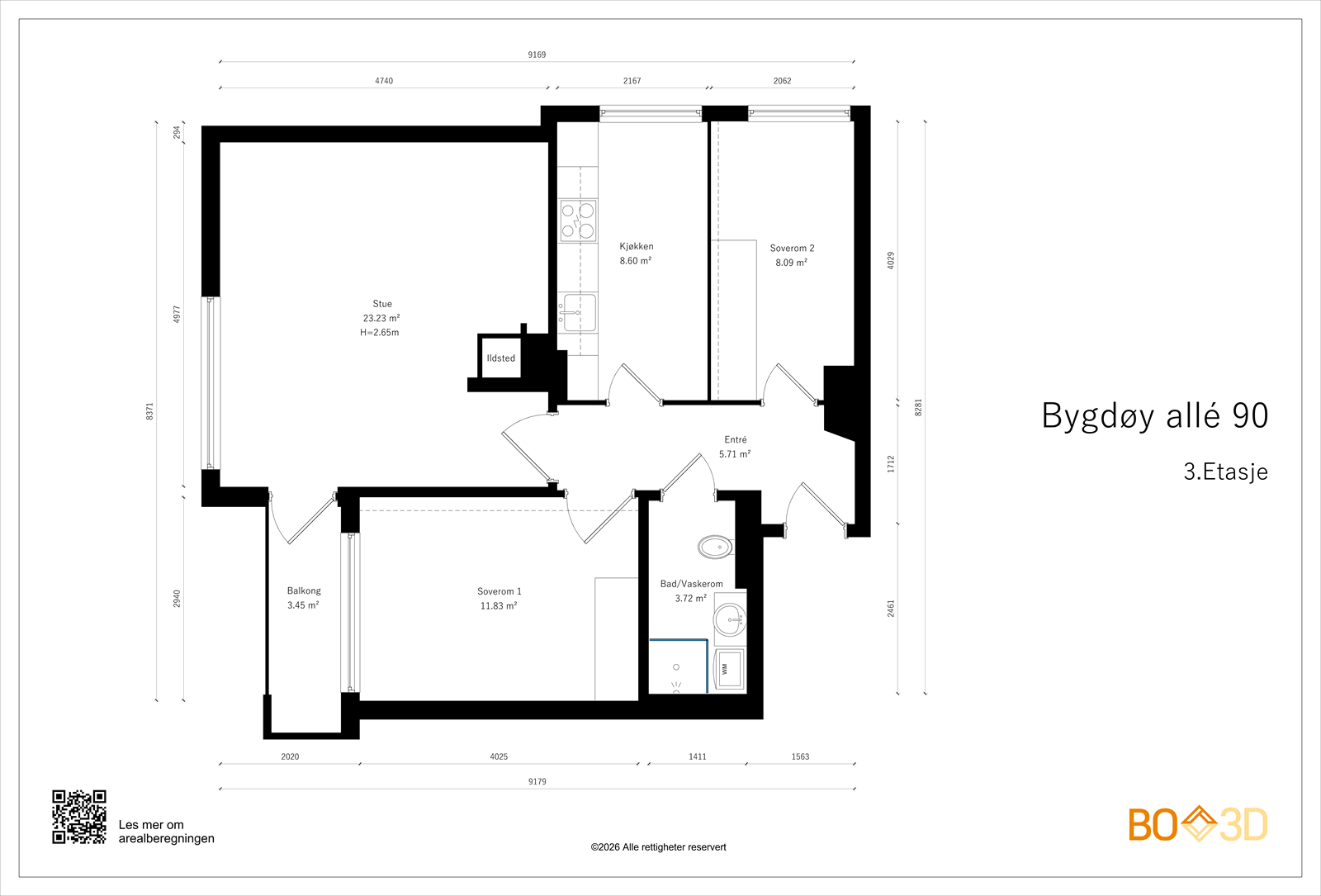 Bygdøy allé 90 - Plantegning. Galleribilde