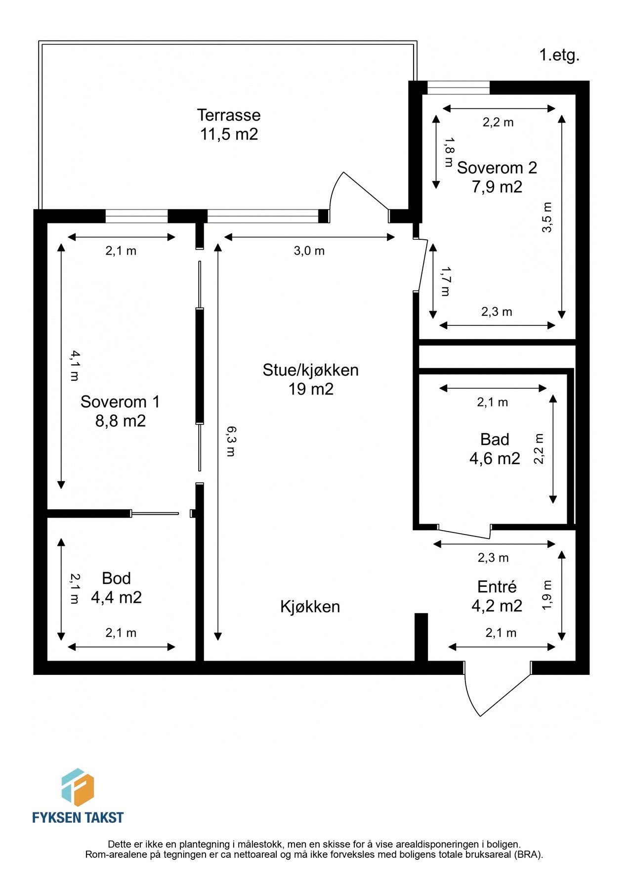 Målsatt planskisse. Galleribilde