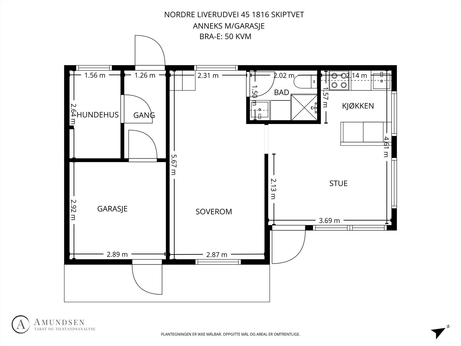 Takstmanns plantegning - Anneks m/garasje og hybeldel Galleribilde