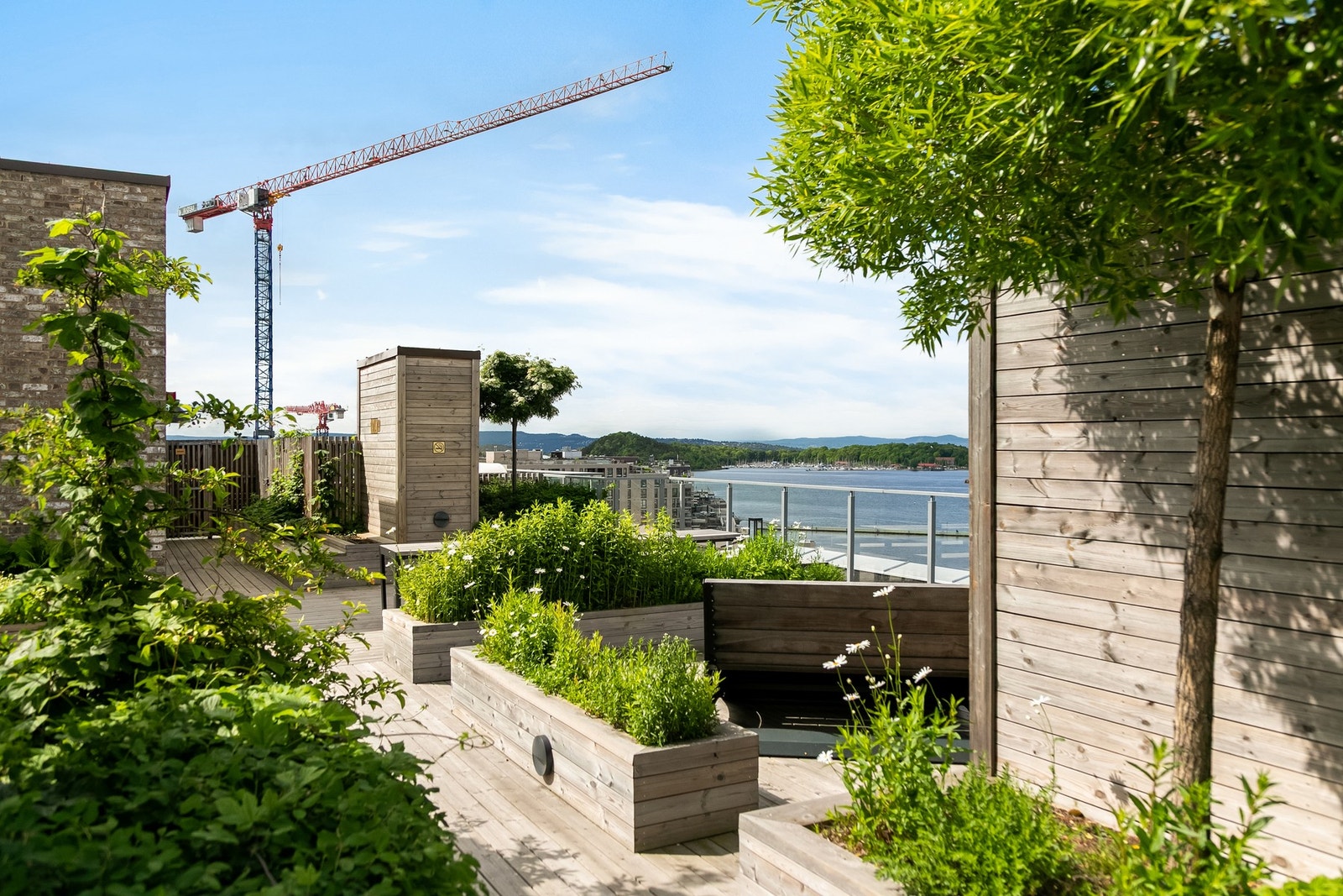 Sameiet har flere, fantastiske takterrasser med nydelig sol- og utsiktsforhold. Galleribilde