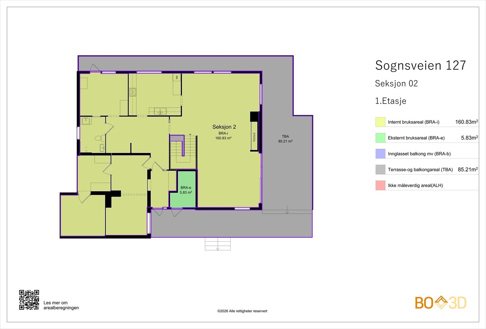 Planskisse 1.etasje = 161 kvm + terrasse 85 kvm. Galleribilde