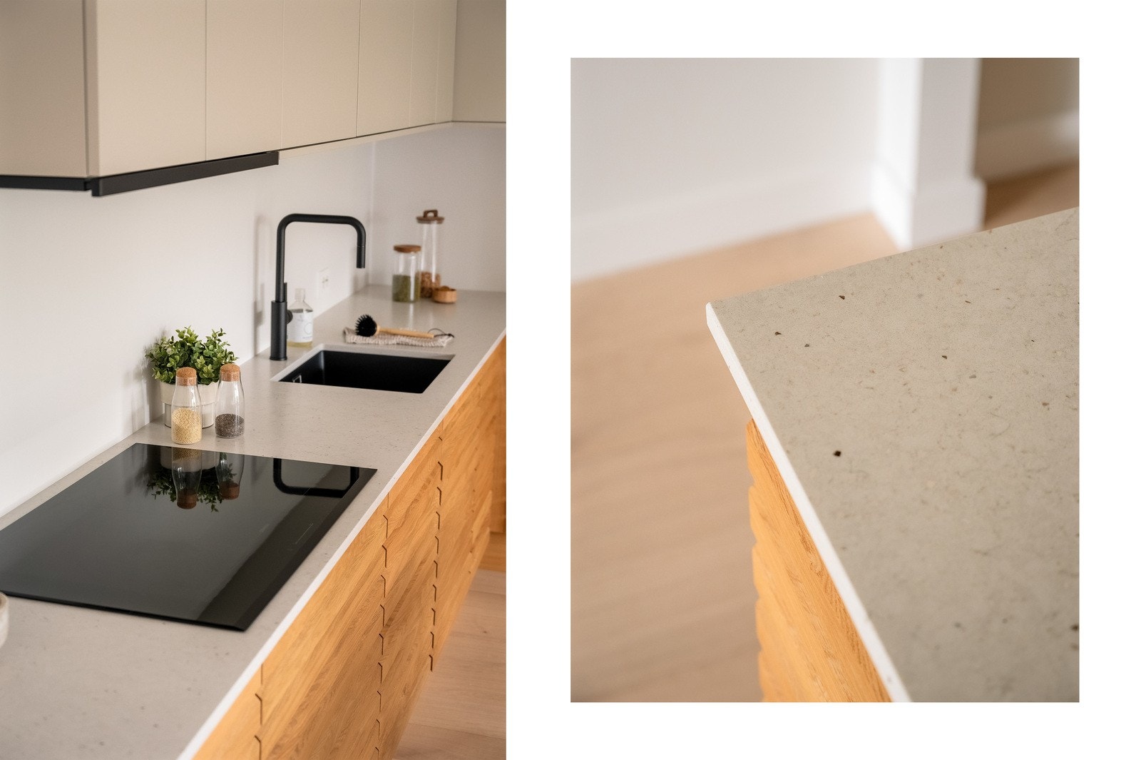 Et kvalitetskjøkken uten kompromisser, hvor estetikk og funksjonalitet er harmonisk kombinert med nøye utvalgte detaljer - ekstra påkostet benkeplate fra kvalitetsleverandøren Silestone Galleribilde