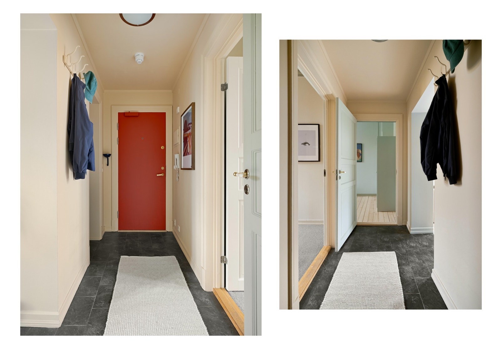 Entreen er meget romslig og innbydende, og danner et fint førsteinntrykk av boligen. Her er det plass til lagring av sko, samt oppheng av yttertøy. Galleribilde