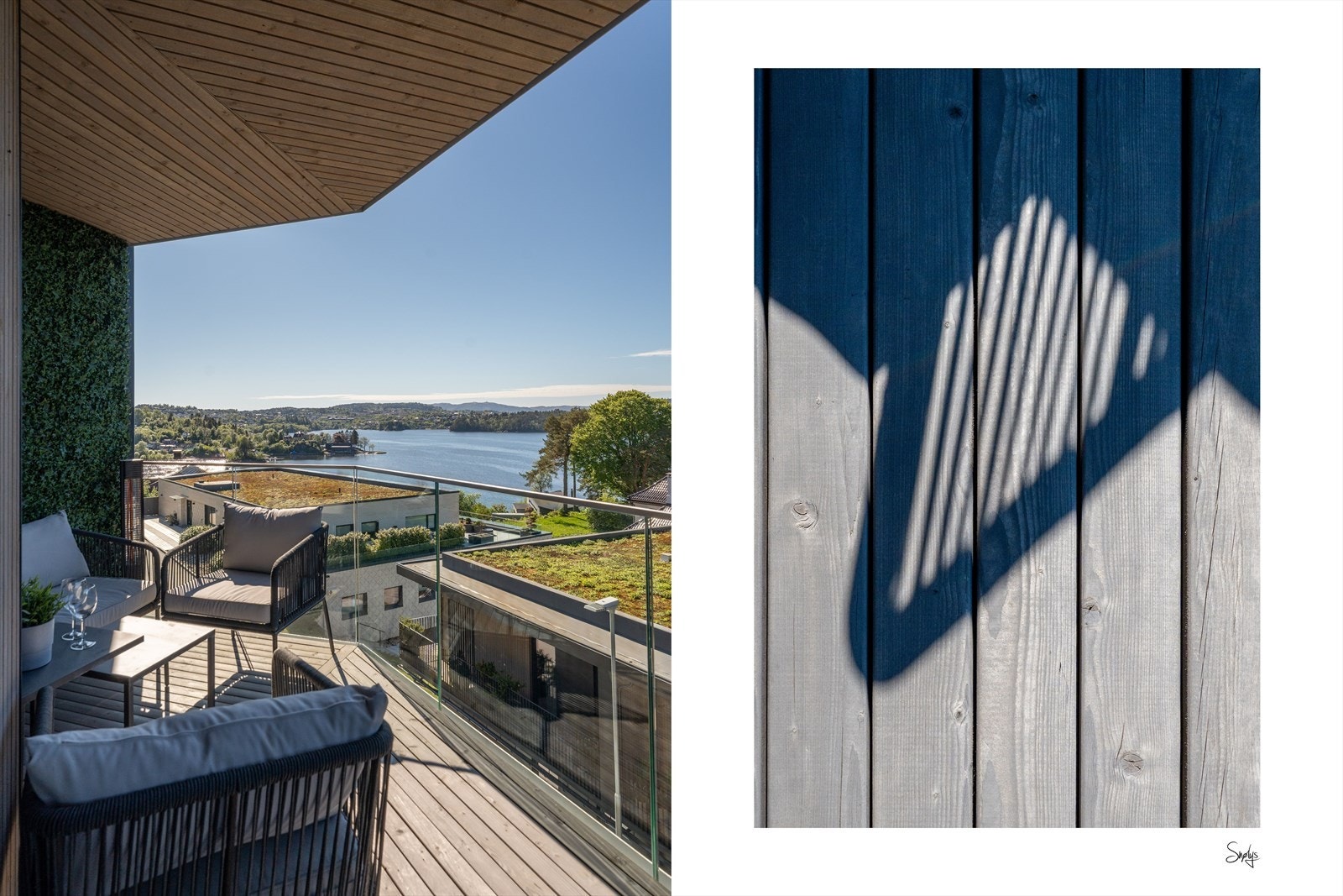 Nyt det fredelige boområdet fra altanen. Høyt og fritt i 3. etg. Galleribilde