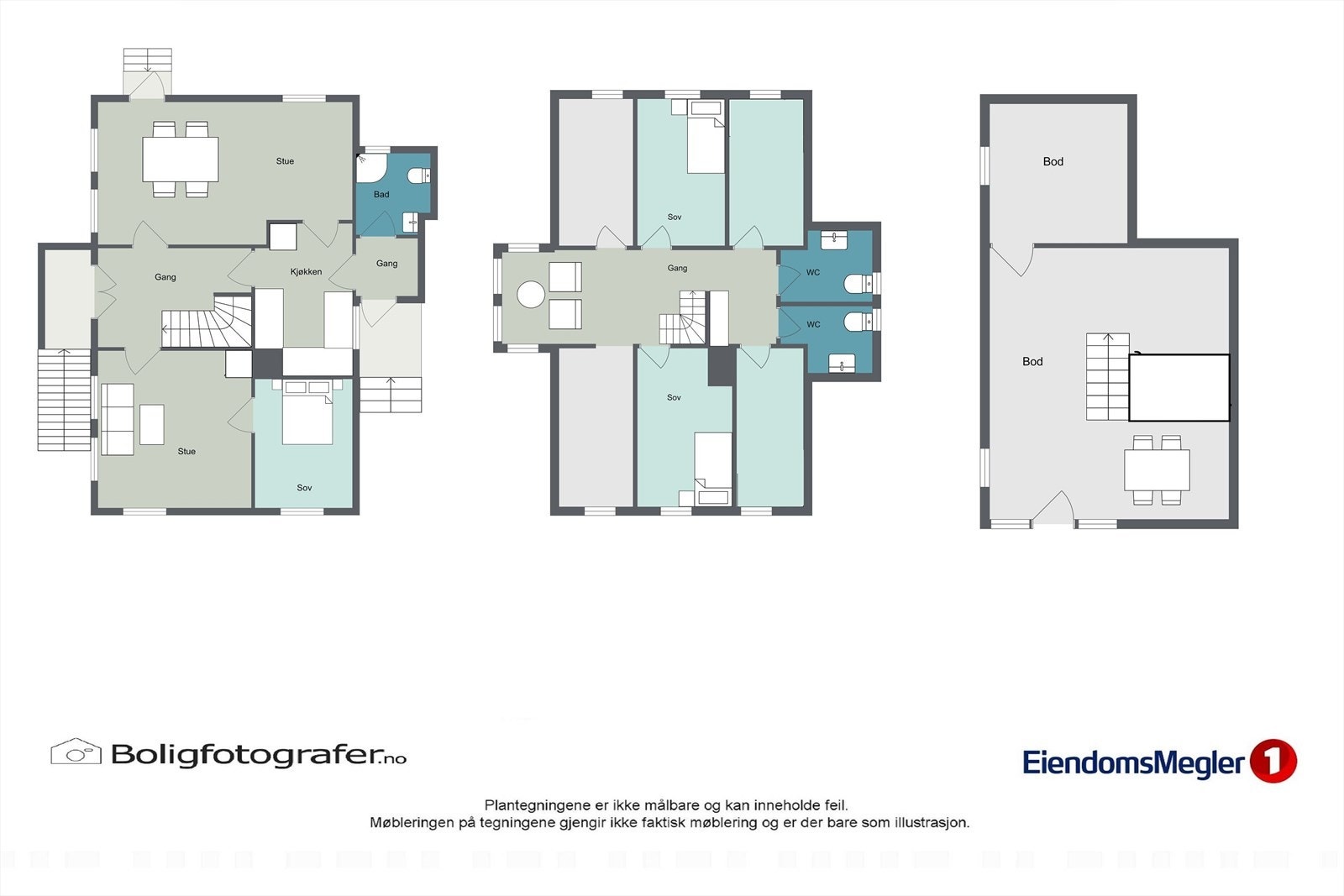 Fritidsboligen har en tradisjonell planløsning over tre plan, med sosiale soner i første etasje og soverom på loftet. Galleribilde