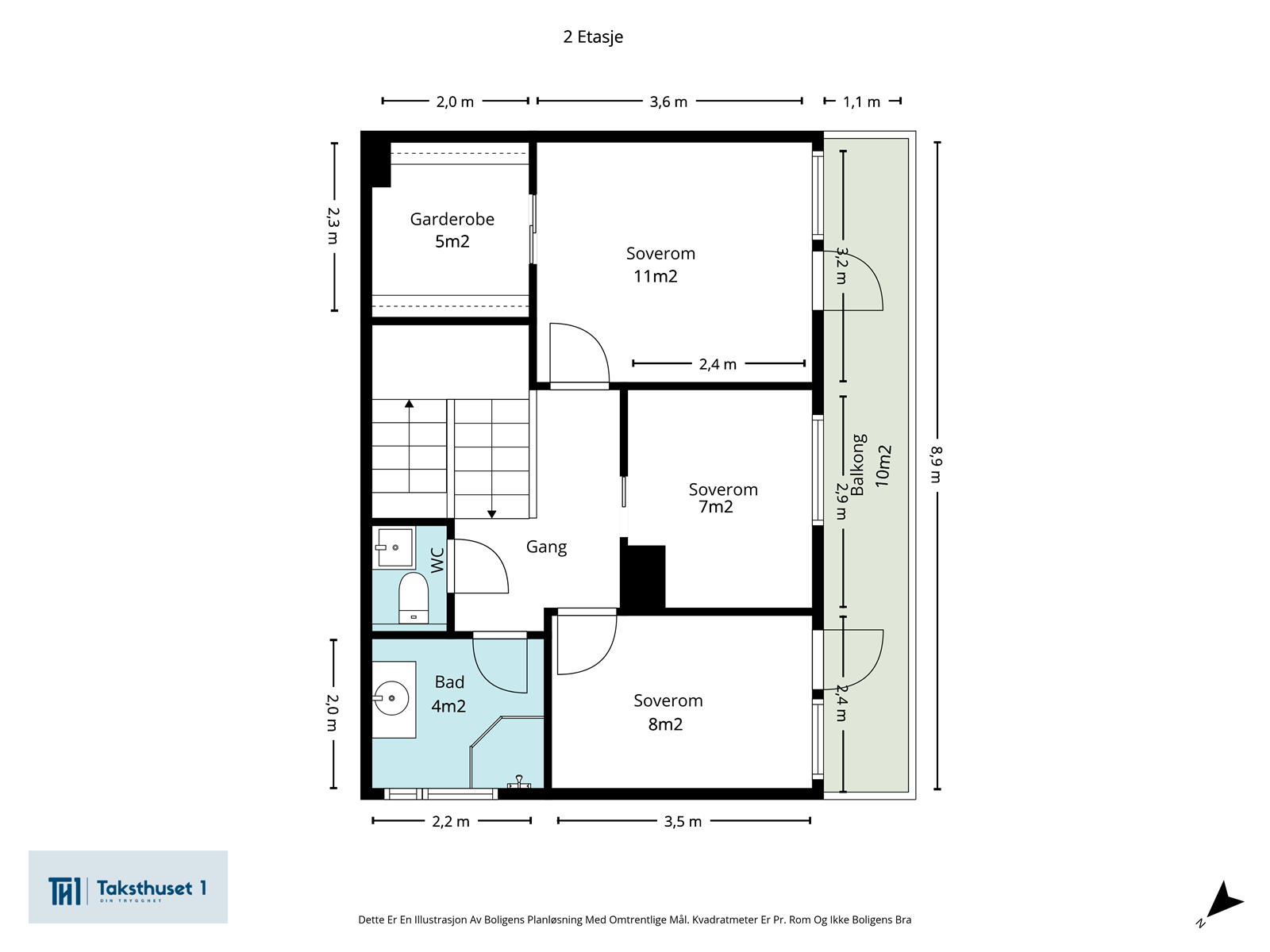 Plantegning 2.etg. BRA-i 50 m² Galleribilde