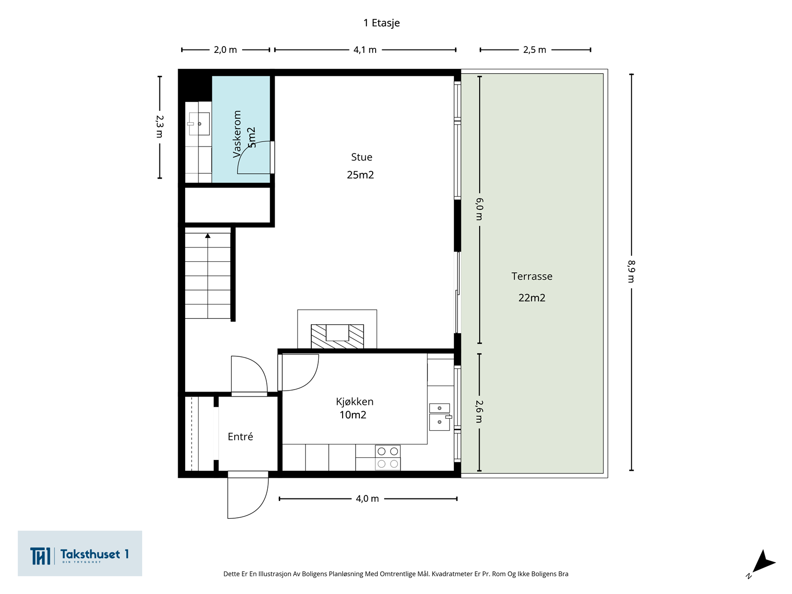 Plantegning 1.etg. BRA-i 54 m² Galleribilde