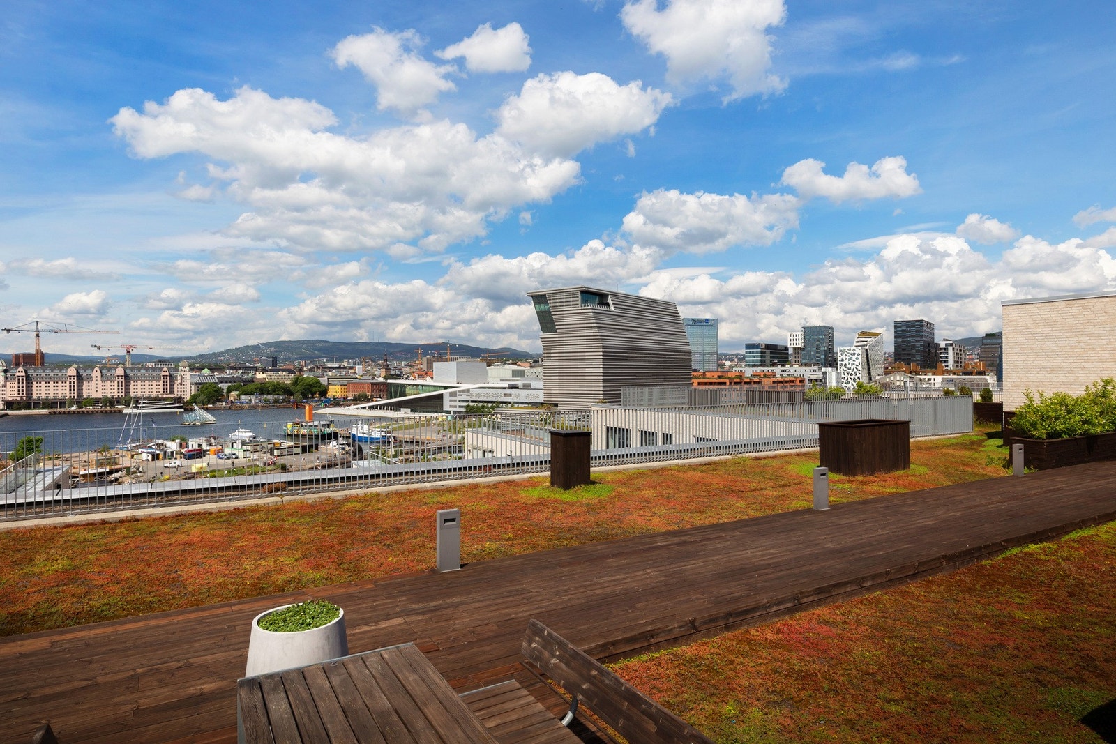 Her får du panoramautsikt og særdeles gode solforhold. Utsikt mot både Bjørvika, Oslofjorden og Ekeberg Galleribilde