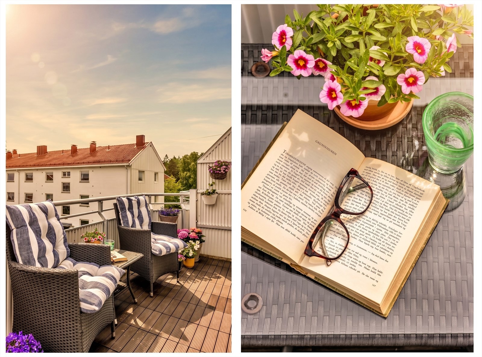 I vår- og sommerhalvåret blir balkongen en naturlig forlengelse av stuen, perfekt for hyggelige stunder med familie og venner. Galleribilde