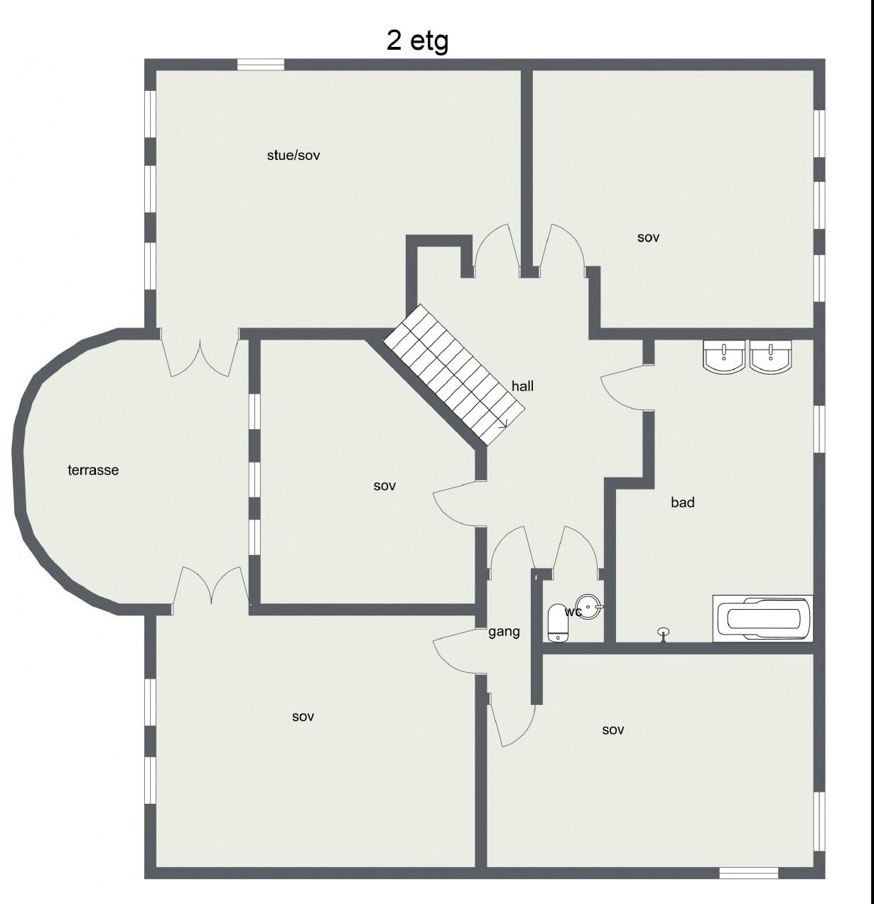 Planskisse av 2 etg Galleribilde