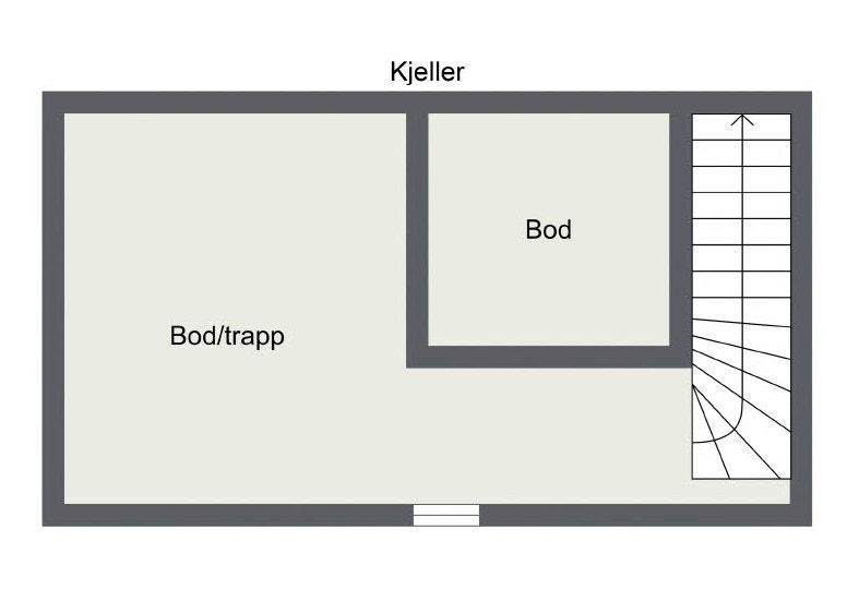 Kjelleren inneholder trapperom og to boder, og gir rikelig med lagringsplass. Galleribilde