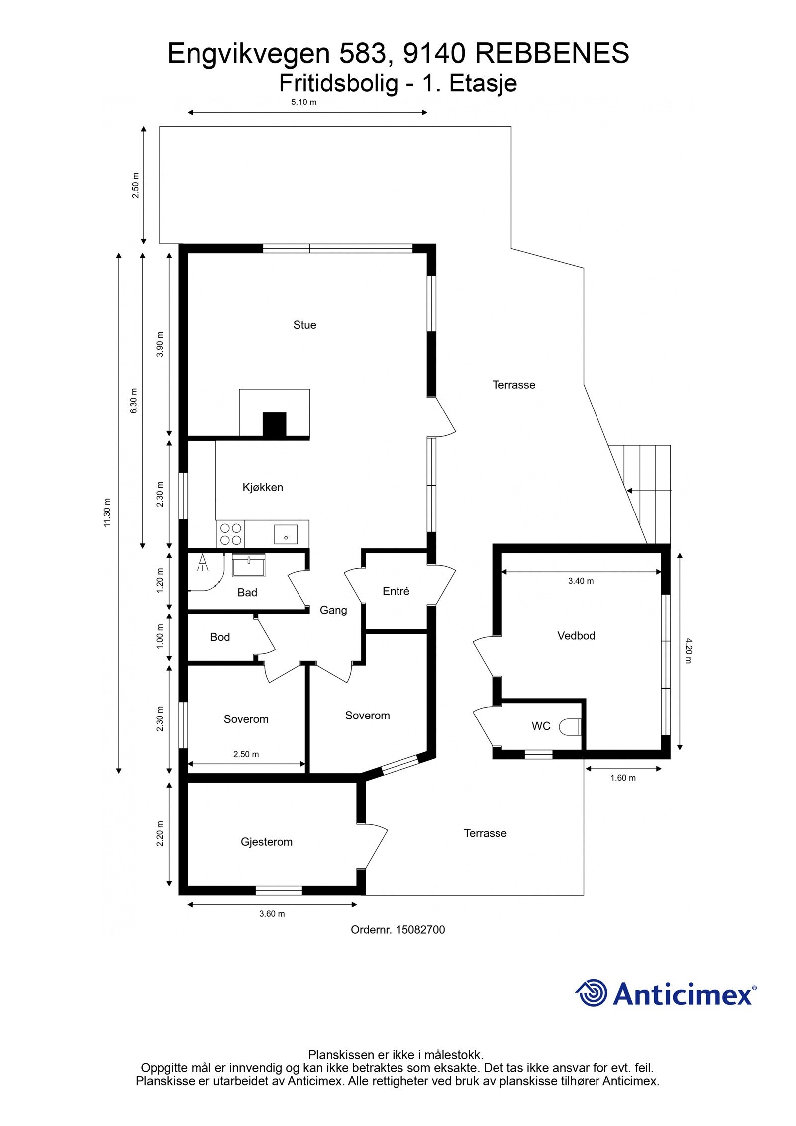 Målsatt plantegning. Galleribilde
