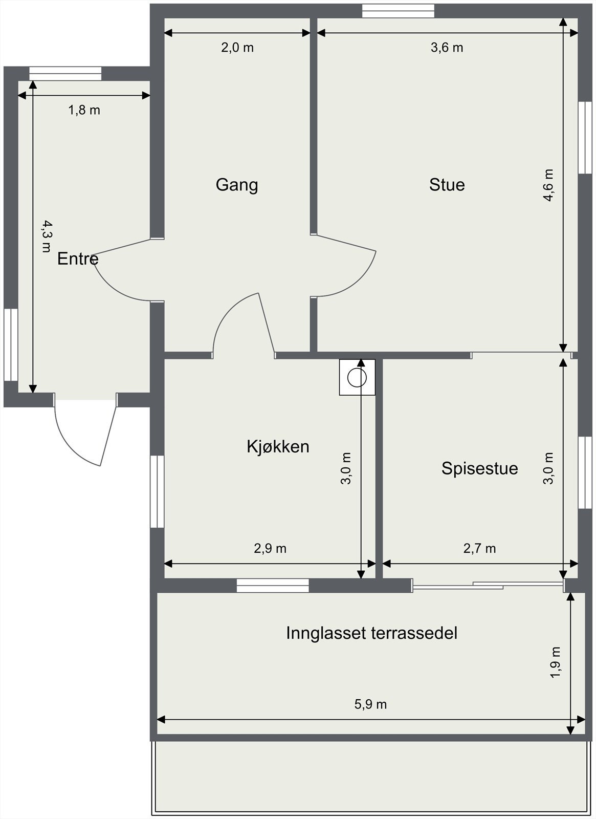 Plantegning 1. etasje Galleribilde