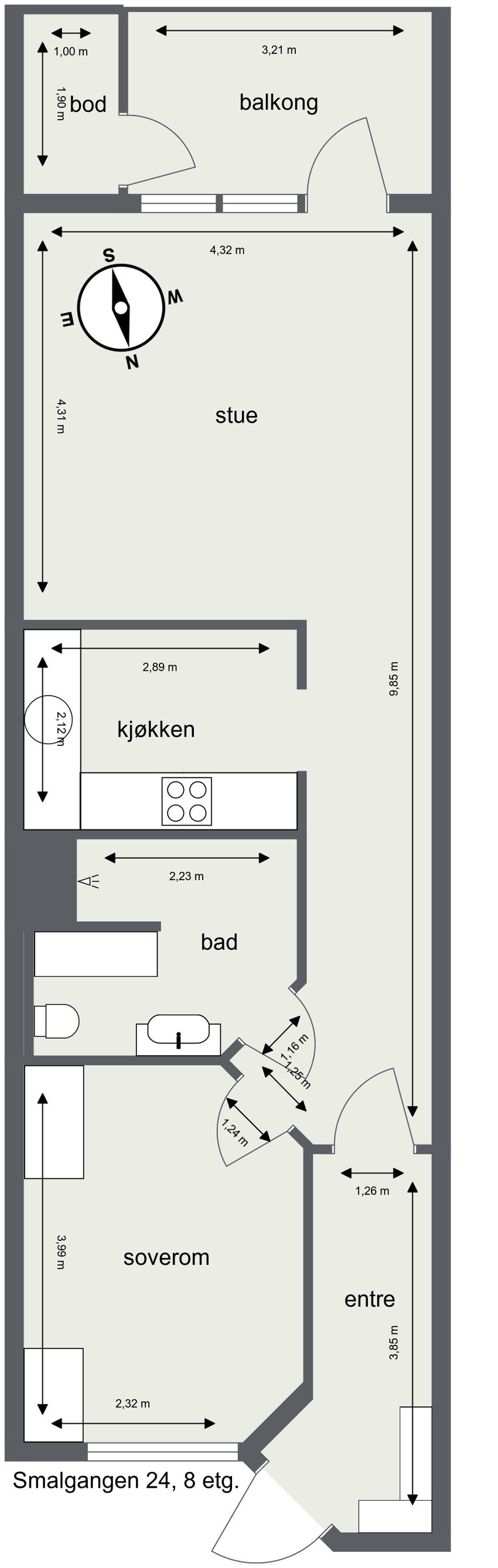 Skisse med mål. Galleribilde