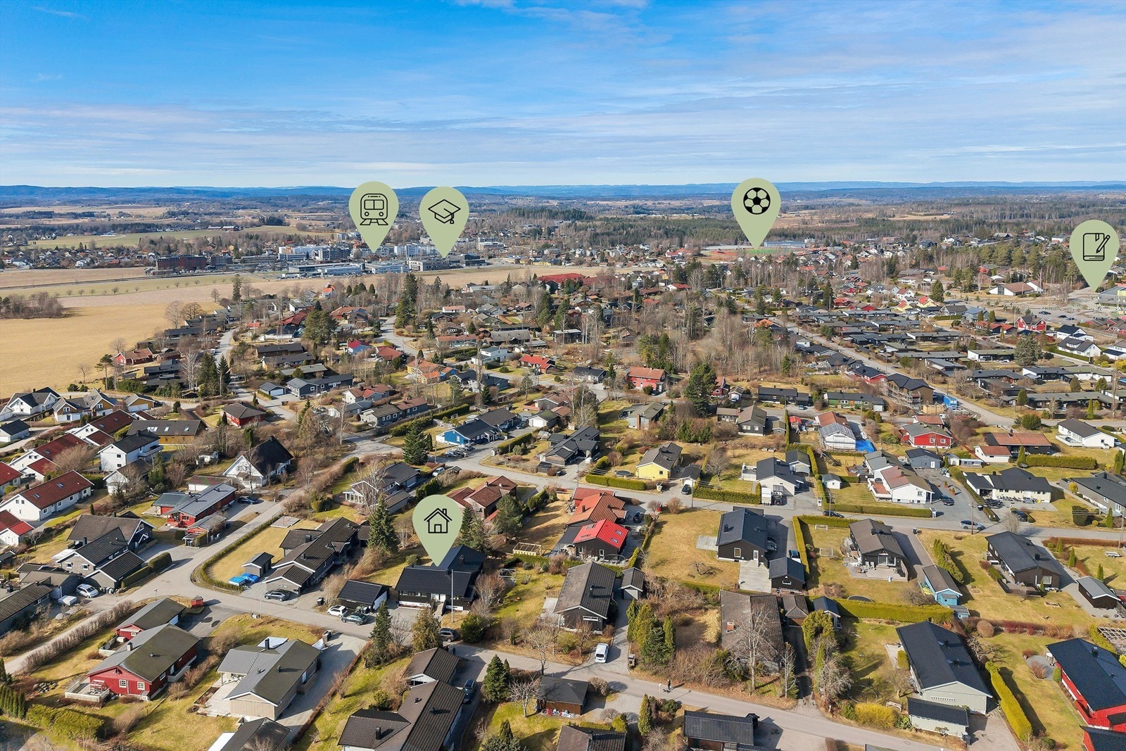 Boligen ligger i et etablert og barnevennlig boligområde i Ås, med gangavstand til sentrum, barnehager og skole Galleribilde