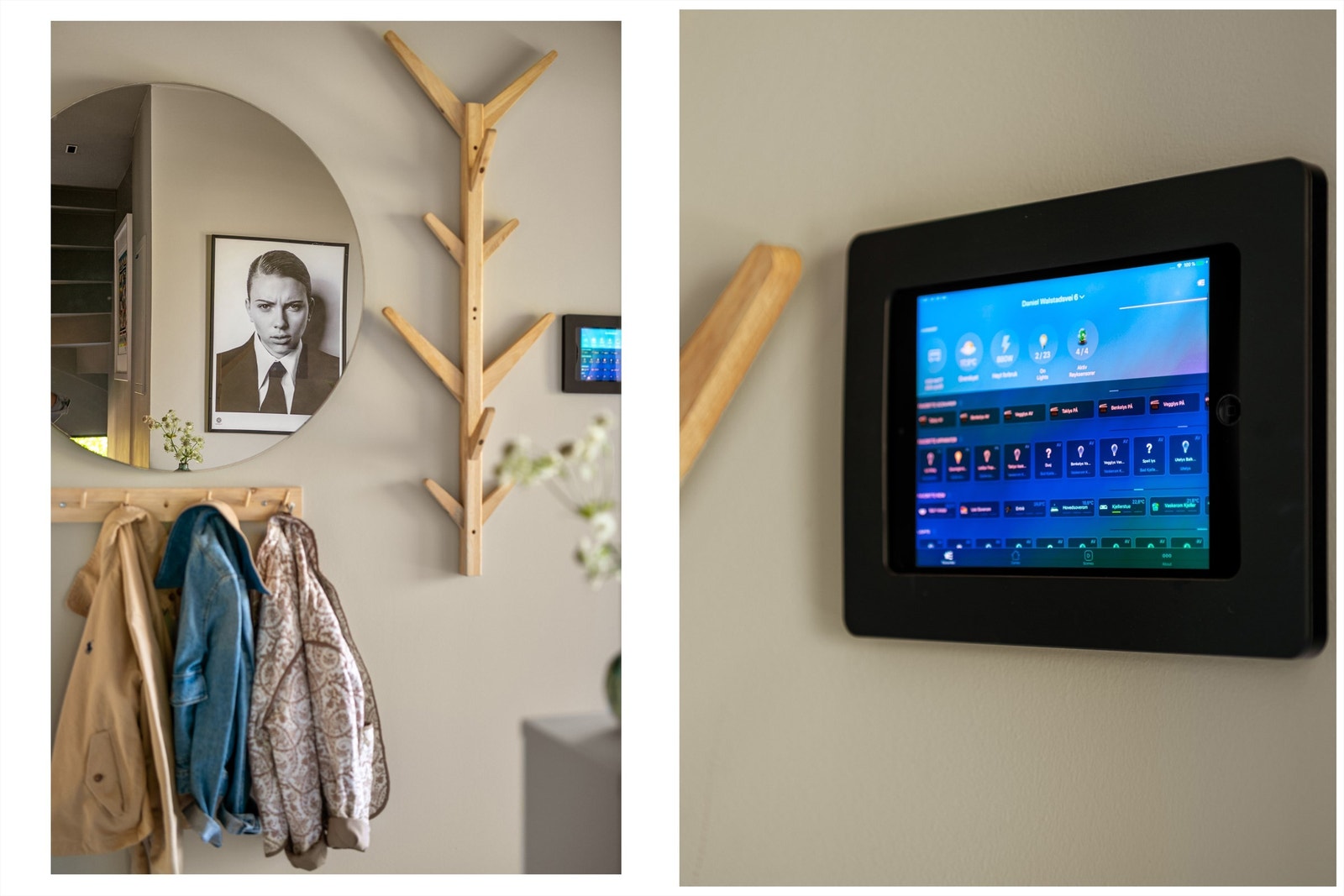 Hele boligen er satt opp på Fibaro Smarthus med appstyring via Yubii der lys og varme kan kontrolleres/justeres via app, stemmesstyring eller brytere. Galleribilde