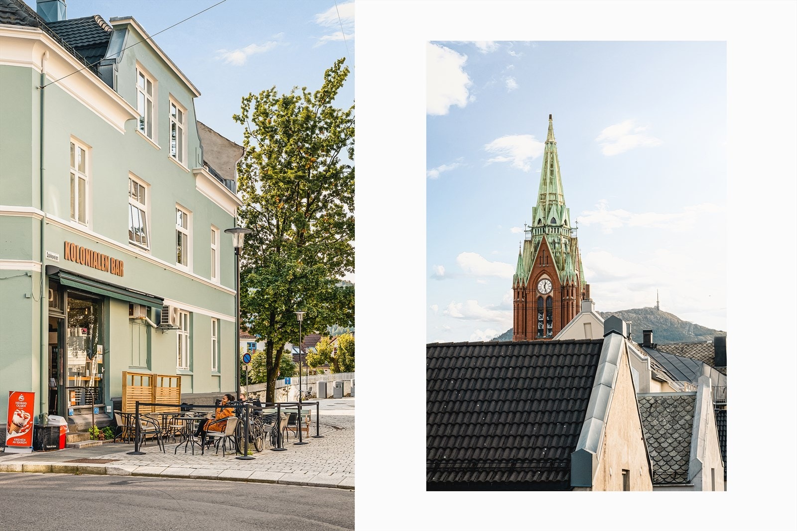 Utsikt mot Johanneskirken og takene i sentrum. Galleribilde
