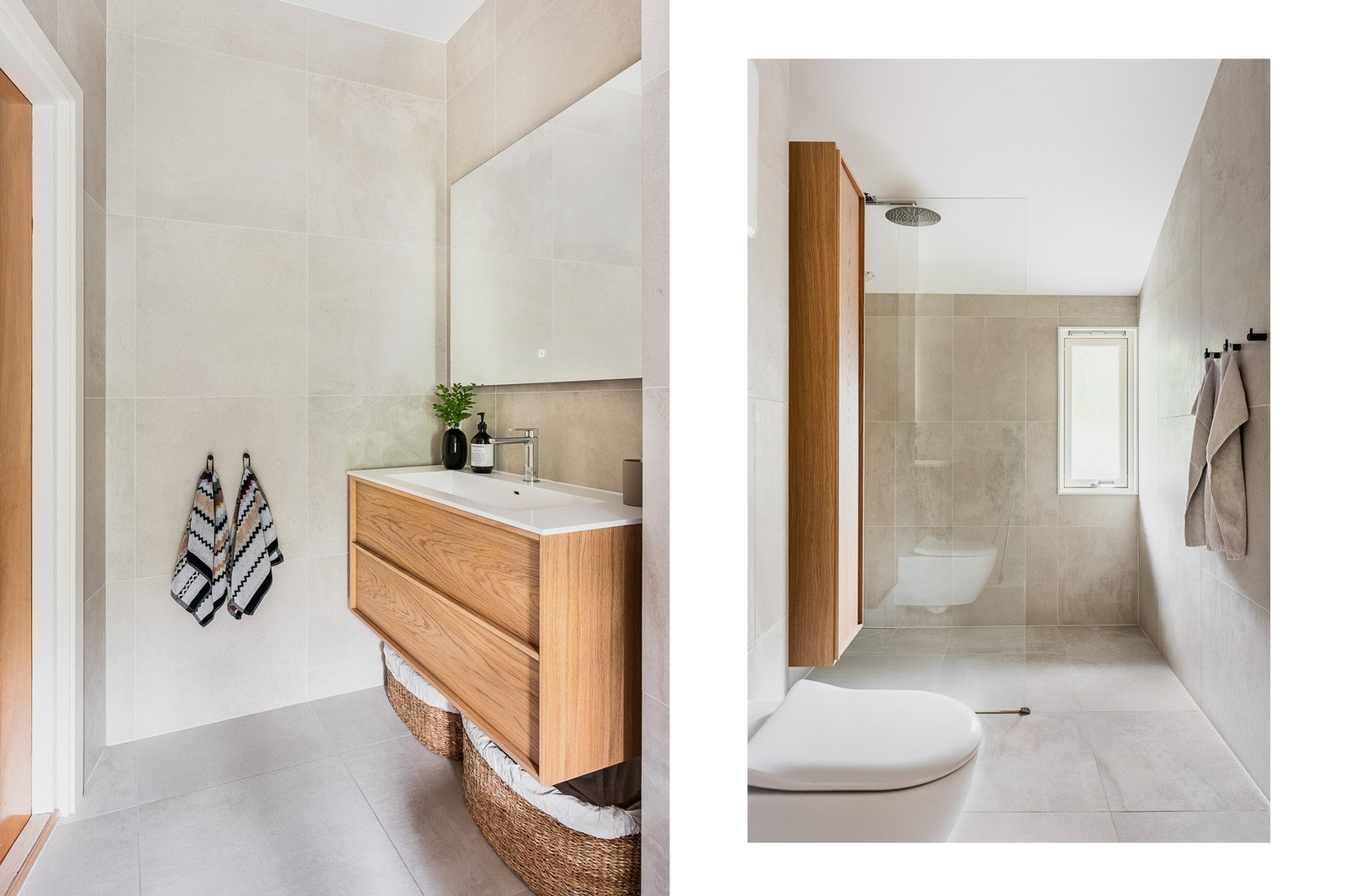 Badet er moderne og romslig med en behagelig og tidløs utforming. Galleribilde