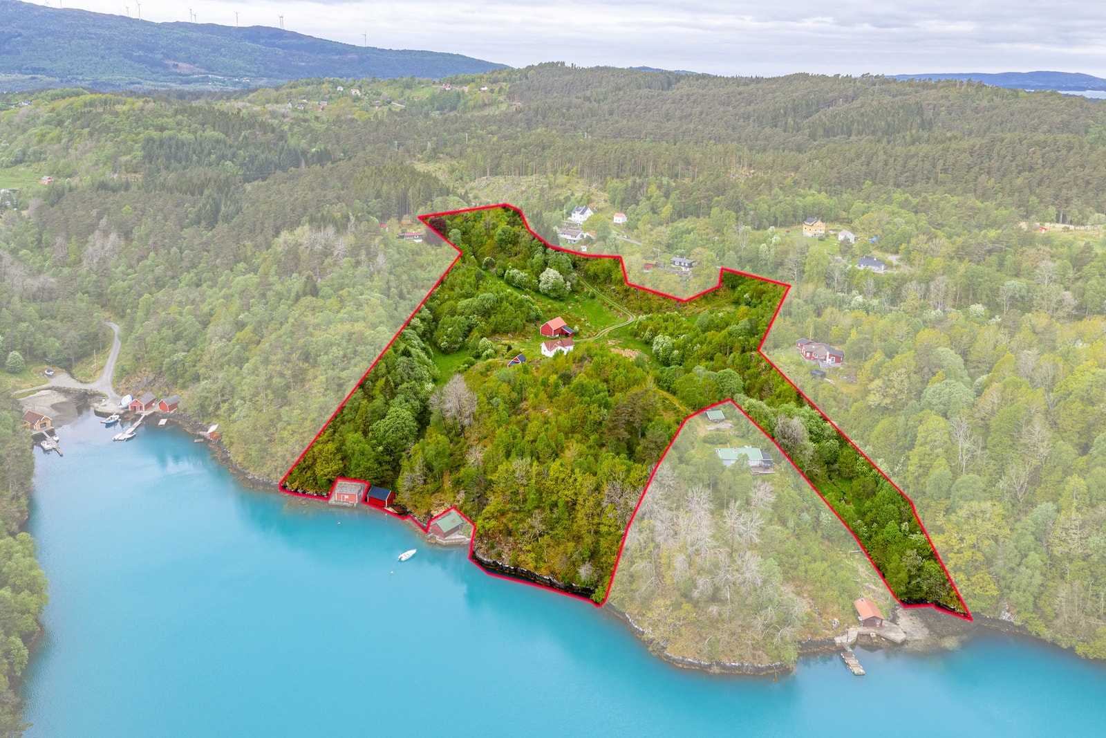 Parsell med bygninger markert, ca grenser Galleribilde